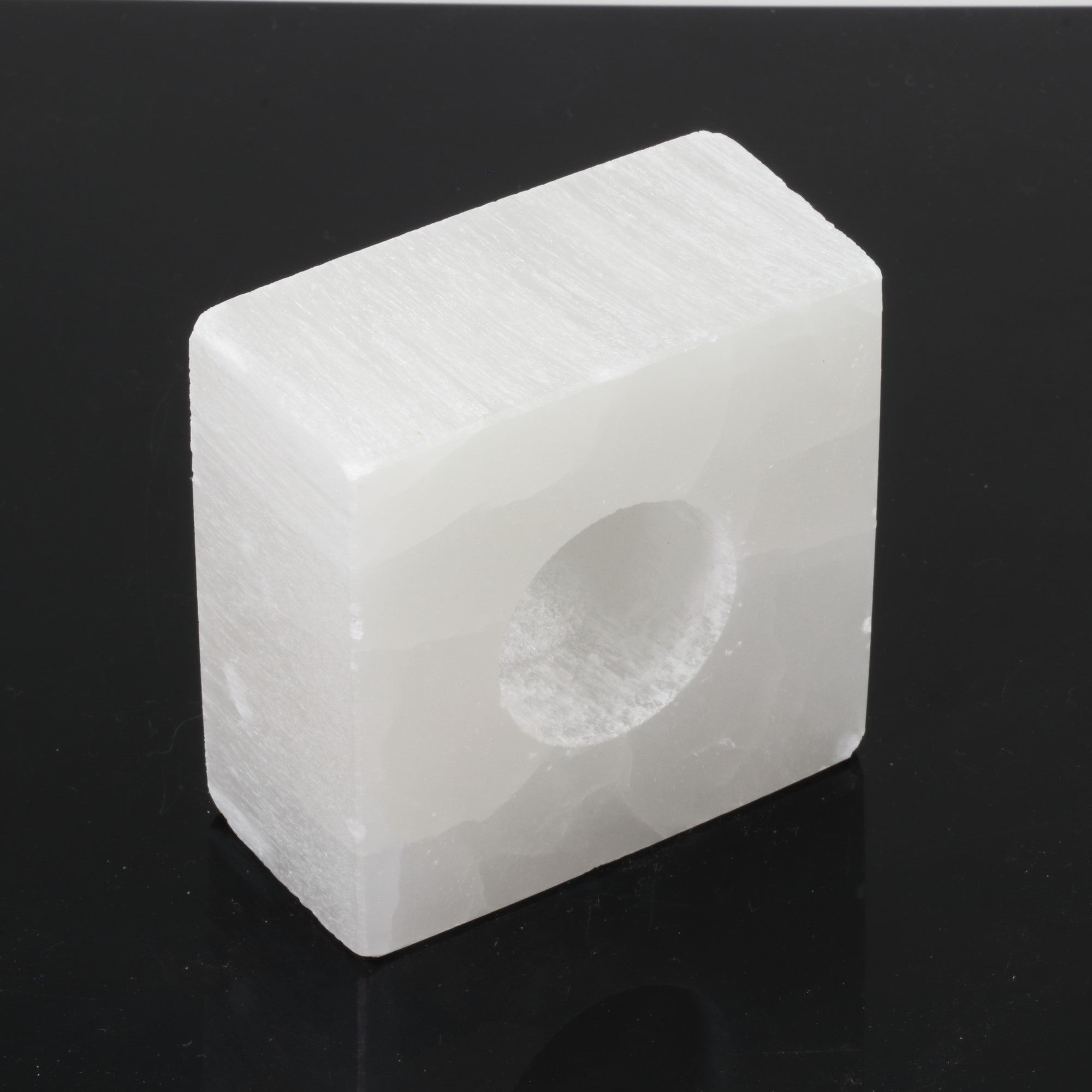 Selenite Plain Square Candle Holder, 4"-4,5" Inch, #001