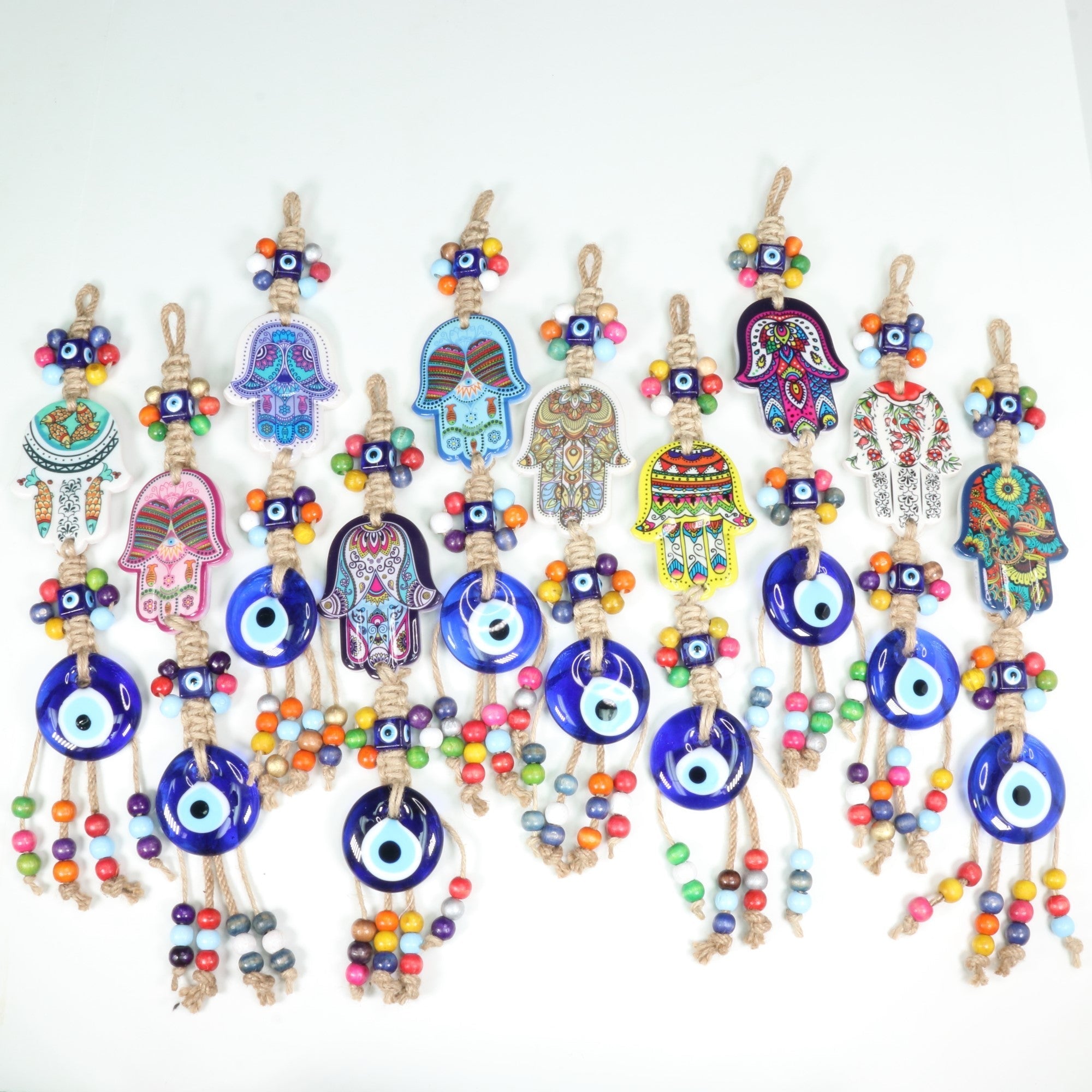 Evil Eye with Hamsa Hand Protection Hanging Decoration, 10 Pieces in a Pack, #008