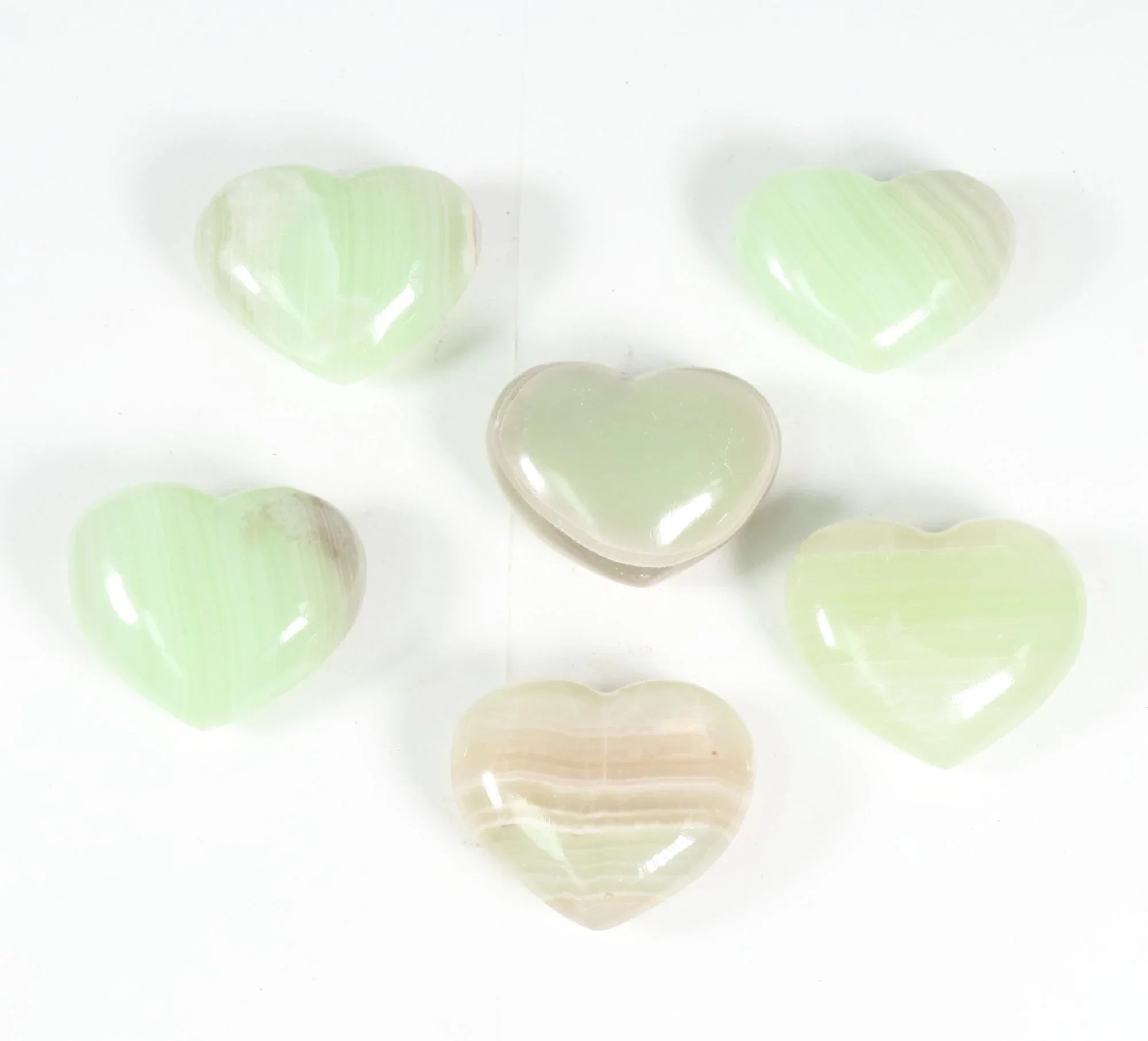 Green Calcite Heart, Hand Carved, 2.5" Inch, #001