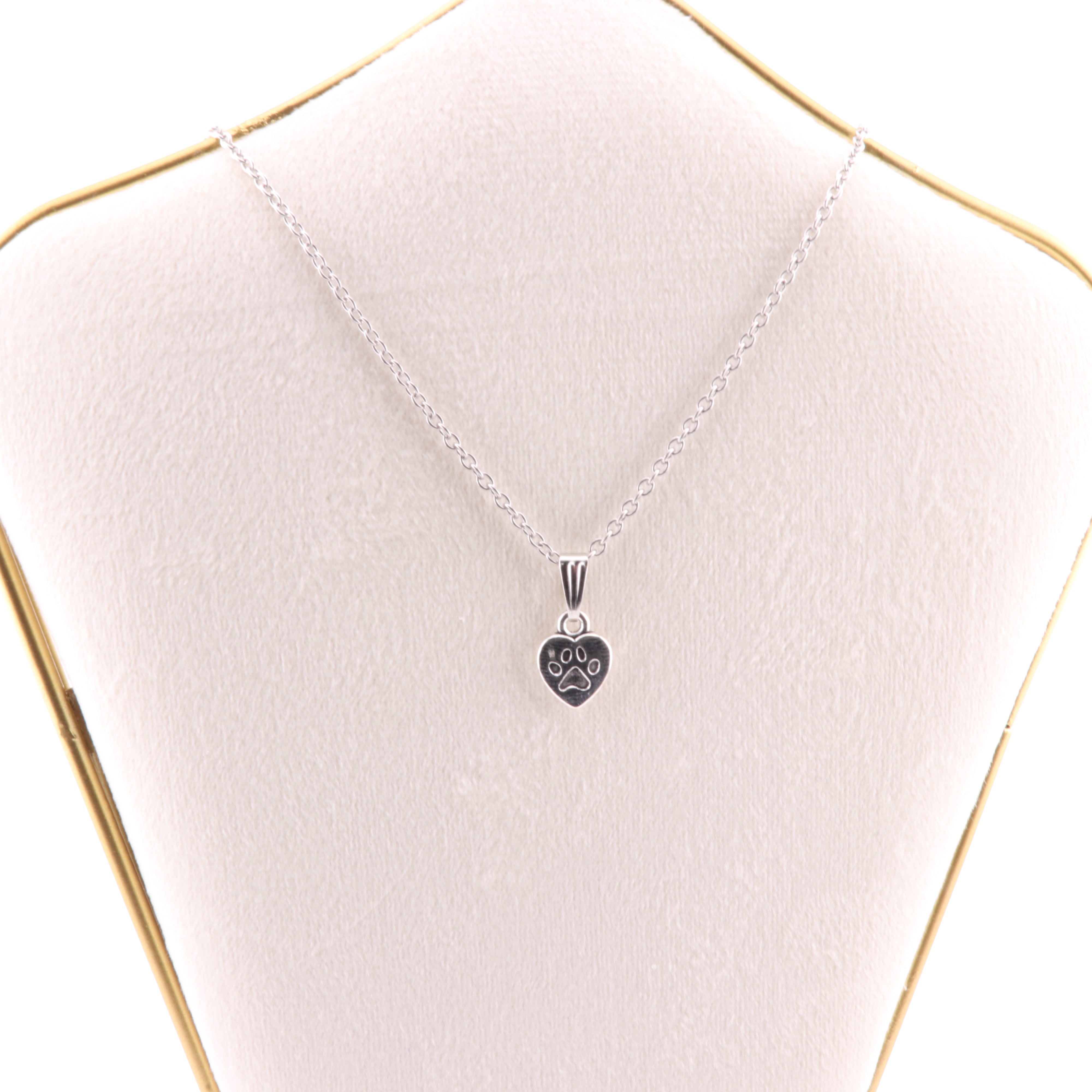 Metal Necklace, with  Heart&Paw Figure Pendant, Silver Color, 5 Pieces in a Pack, #024