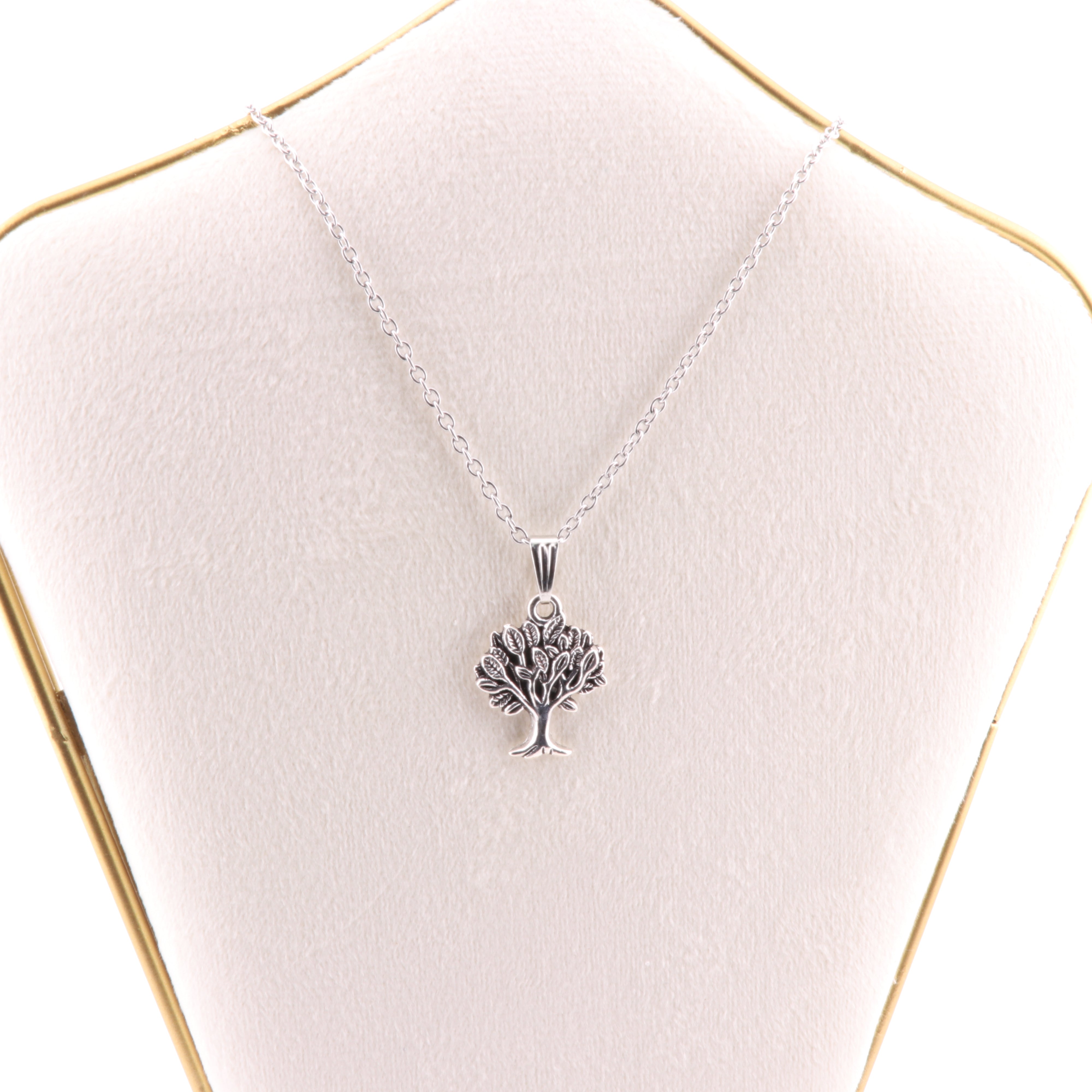 Metal Necklace, with Tree of Life Figure Pendant, Silver Color, 5 Pieces in a Pack, #015