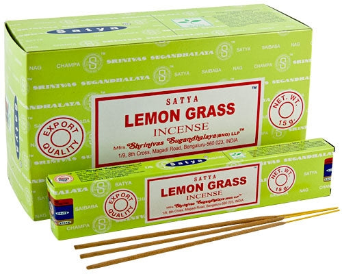 Satya Lemon Grass, Incense Sticks, 15 grams in one Pack, 12 Pack Box