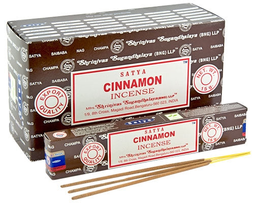 Satya Cinnamon, Incense Sticks, 15 grams in one Pack, 12 Pack Box