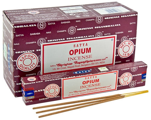 Satya Opium, Incense Sticks, 15 grams in one Pack, 12 Pack Box