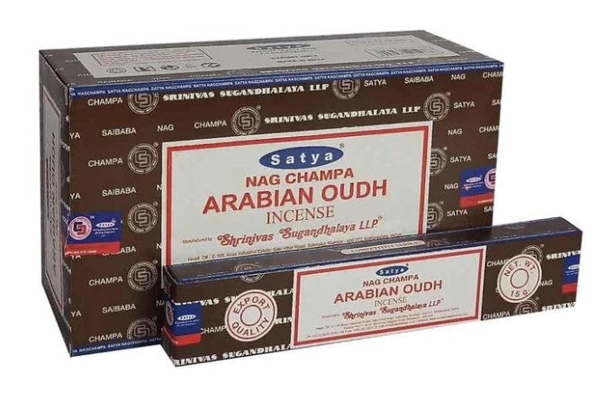 Satya Arabian Oudh, Incense Sticks, 15 grams in one Pack, 12 Pack Box