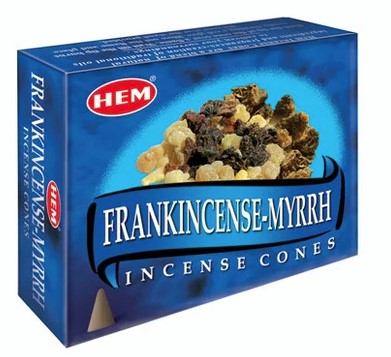 Hem Frankincense Myrrh, Incense Cone, 24 grams in one Pack, 12 Pack Box