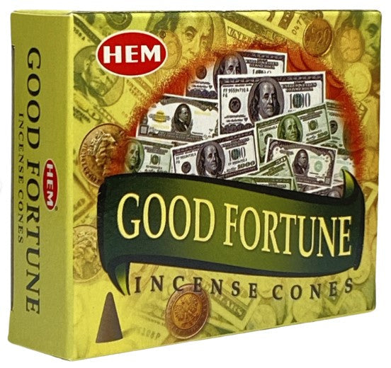 Hem Good Fortune, Incense Cone, 24 grams in one Pack, 12 Pack Box