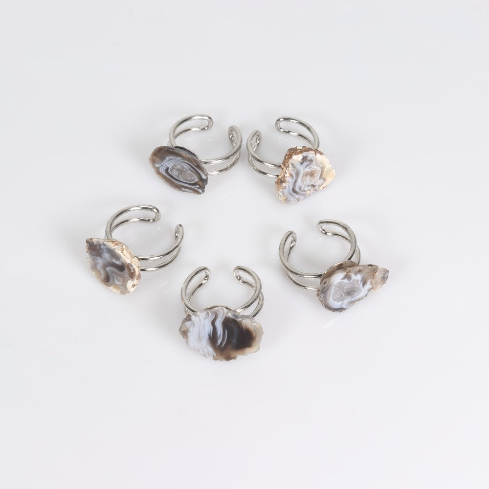 Geode Slice Ring, Adjustable Size, 10 Pieces in a Pack, #0002