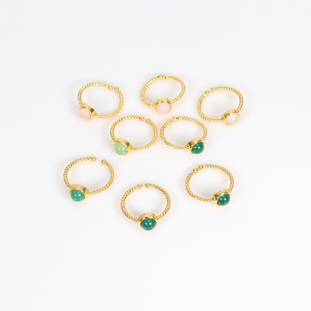 Assorted Stones Shaped Ring, Adjustable Size, 10 Pieces in a Pack, #0001