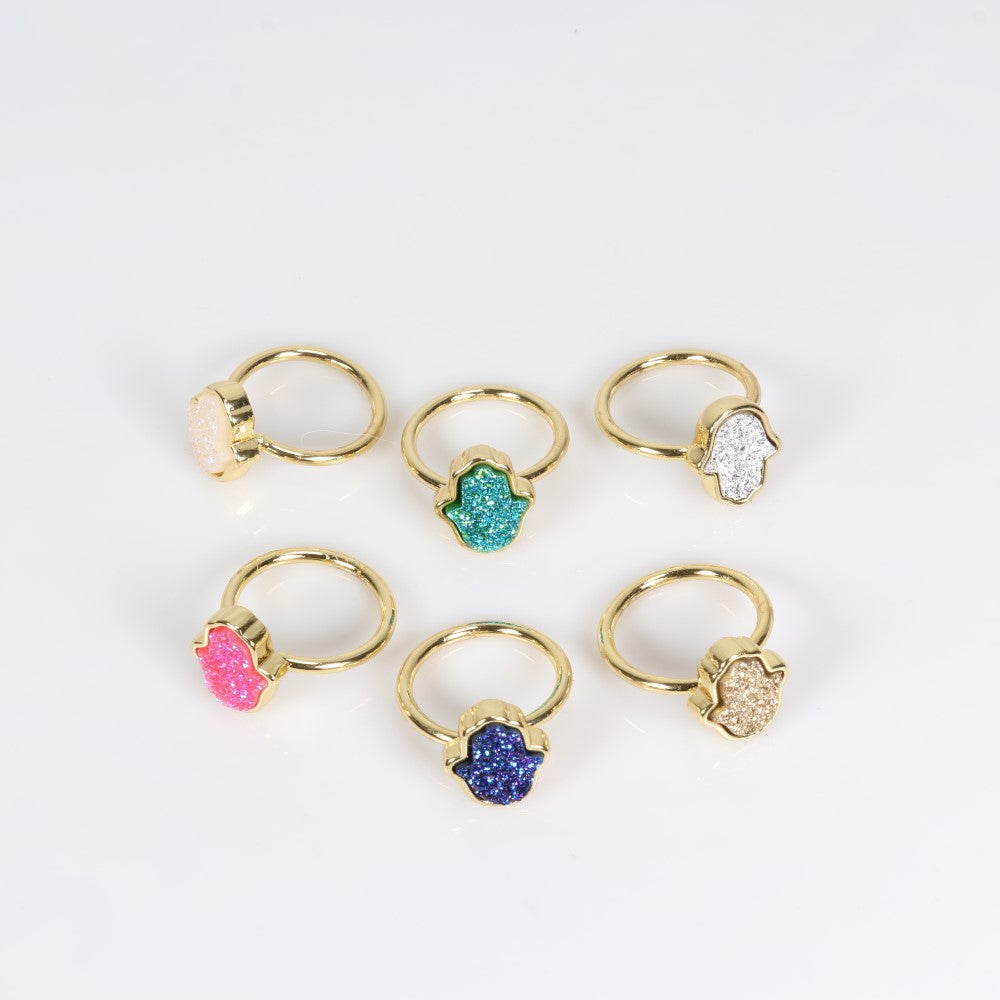 Assorted Stones Shaped Ring, Adjustable Size, 10 Pieces in a Pack, #0039