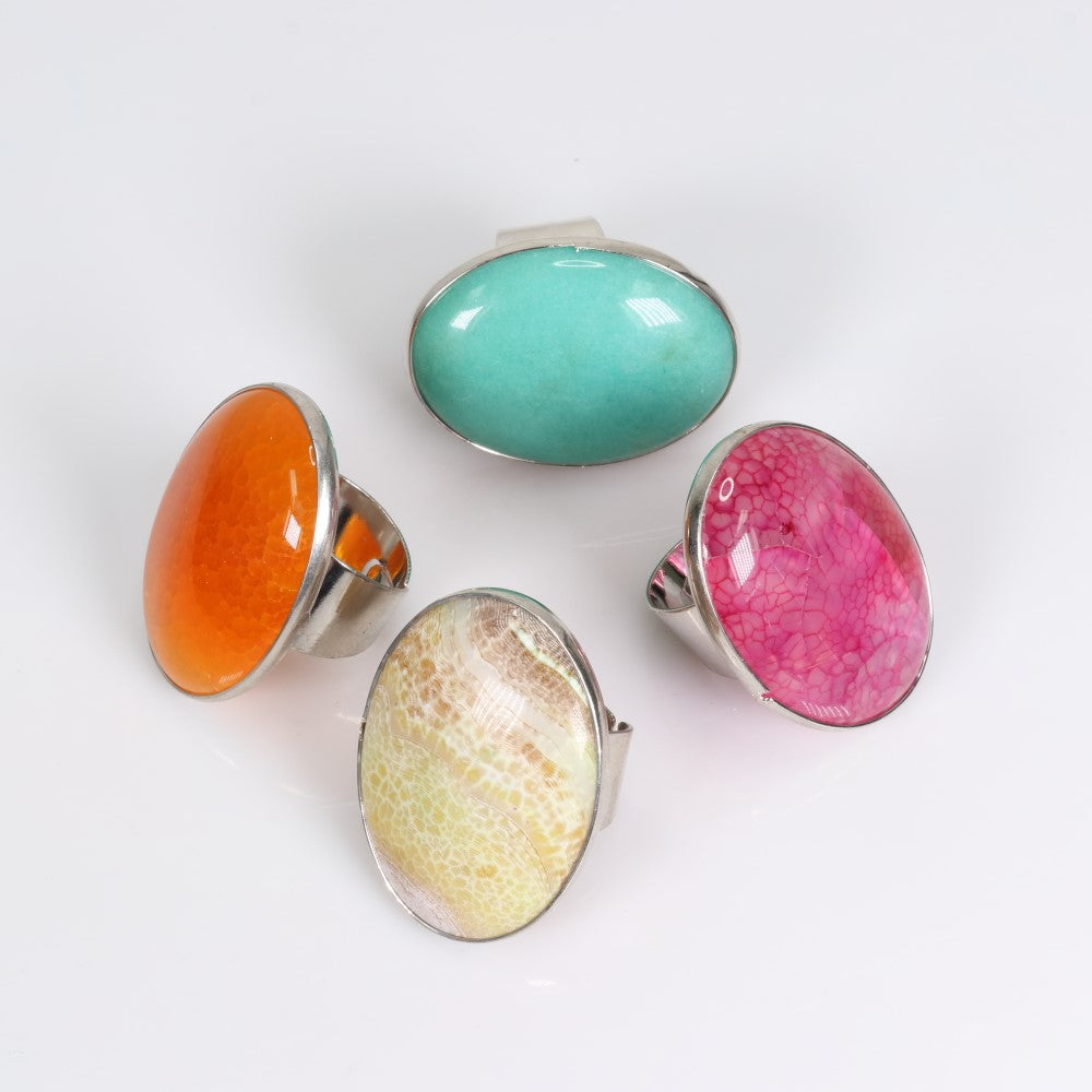 Agate Shaped Ring, Adjustable Size, 10 Pieces in a Pack, #0018