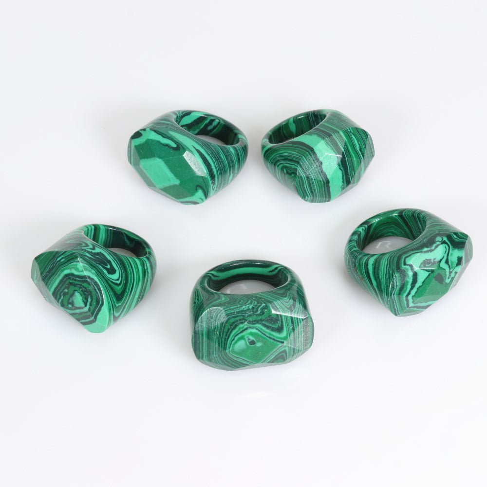 Synthetic Malachite Shaped Ring, Mix Pack (US Size 7 to 10), 10 Pieces in a Pack, #0010