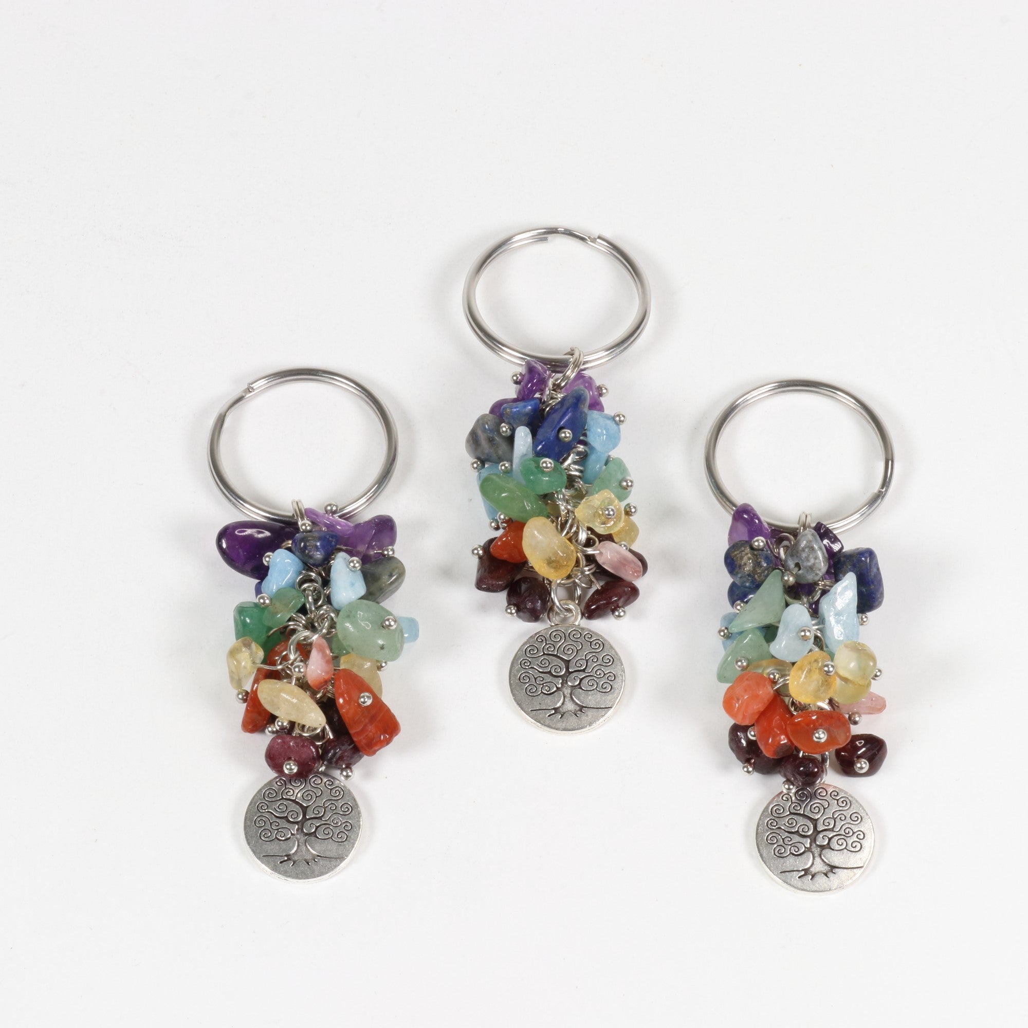 Chip Stone Chakra Key Chain, 10 Pieces in a Pack, #005