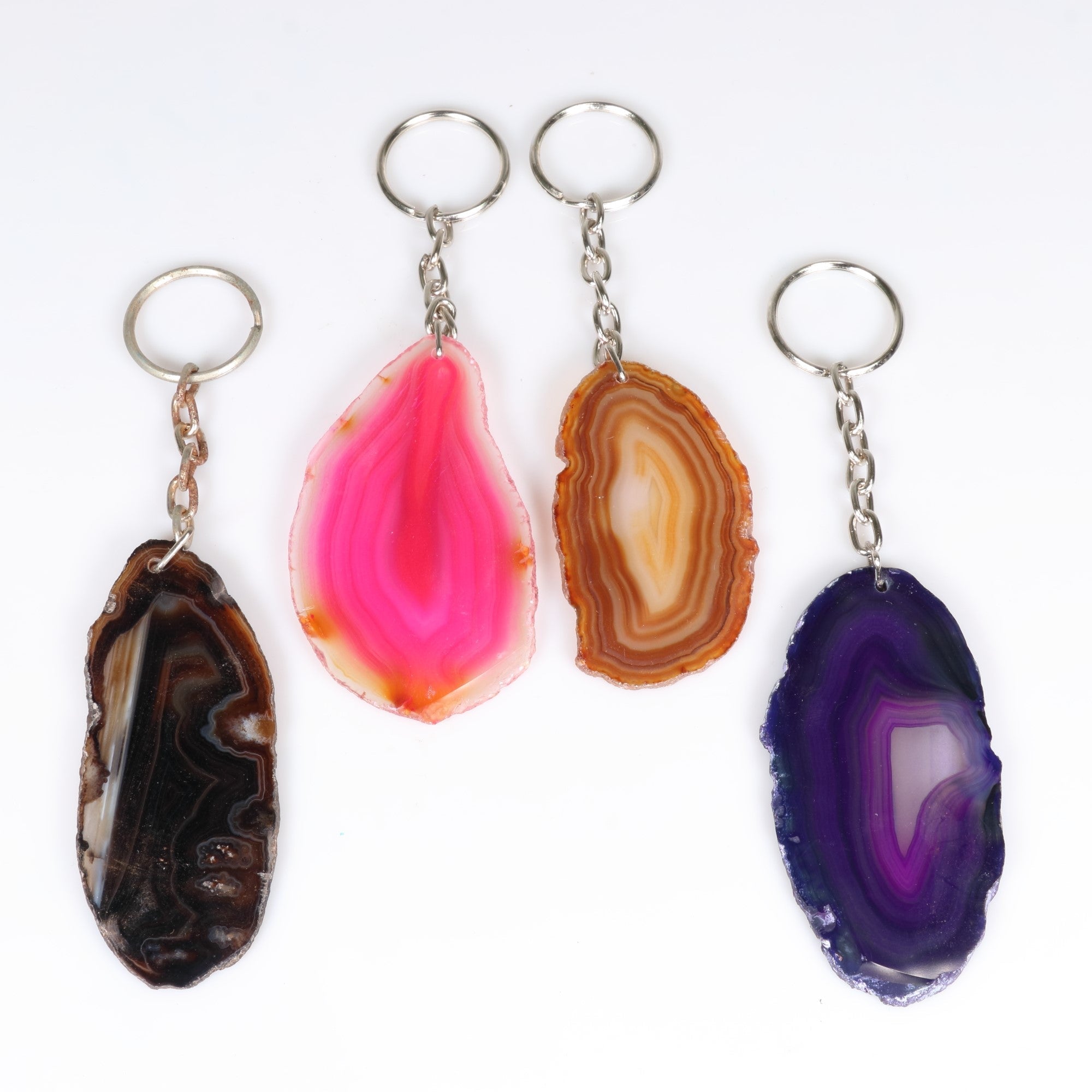 Agate Slice Key Chain, 10 Pieces in a Pack, #007