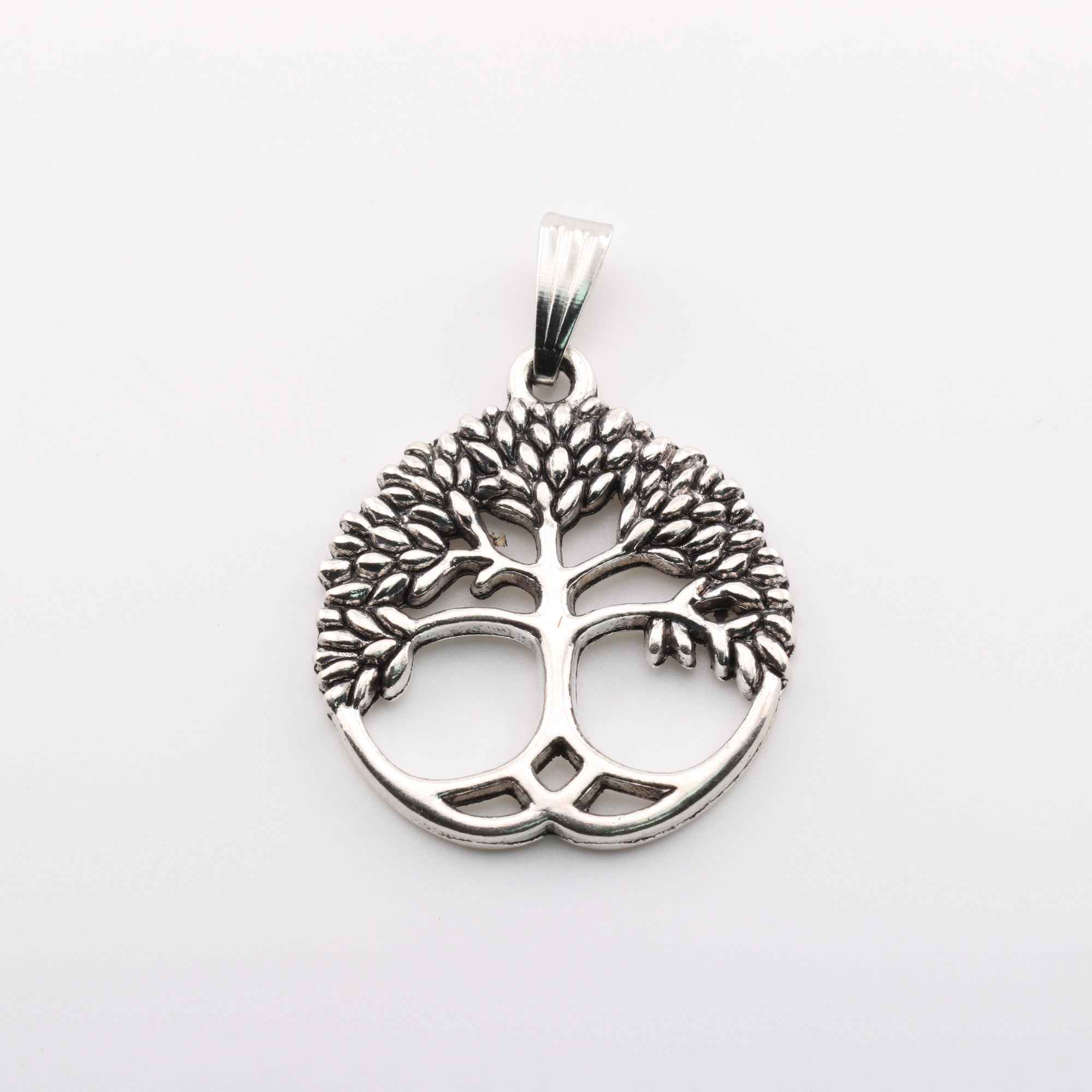 Tree of Life Brass Pendant, Metal, Silver Color, 1" Inch, 5 Pieces in a Pack, #115