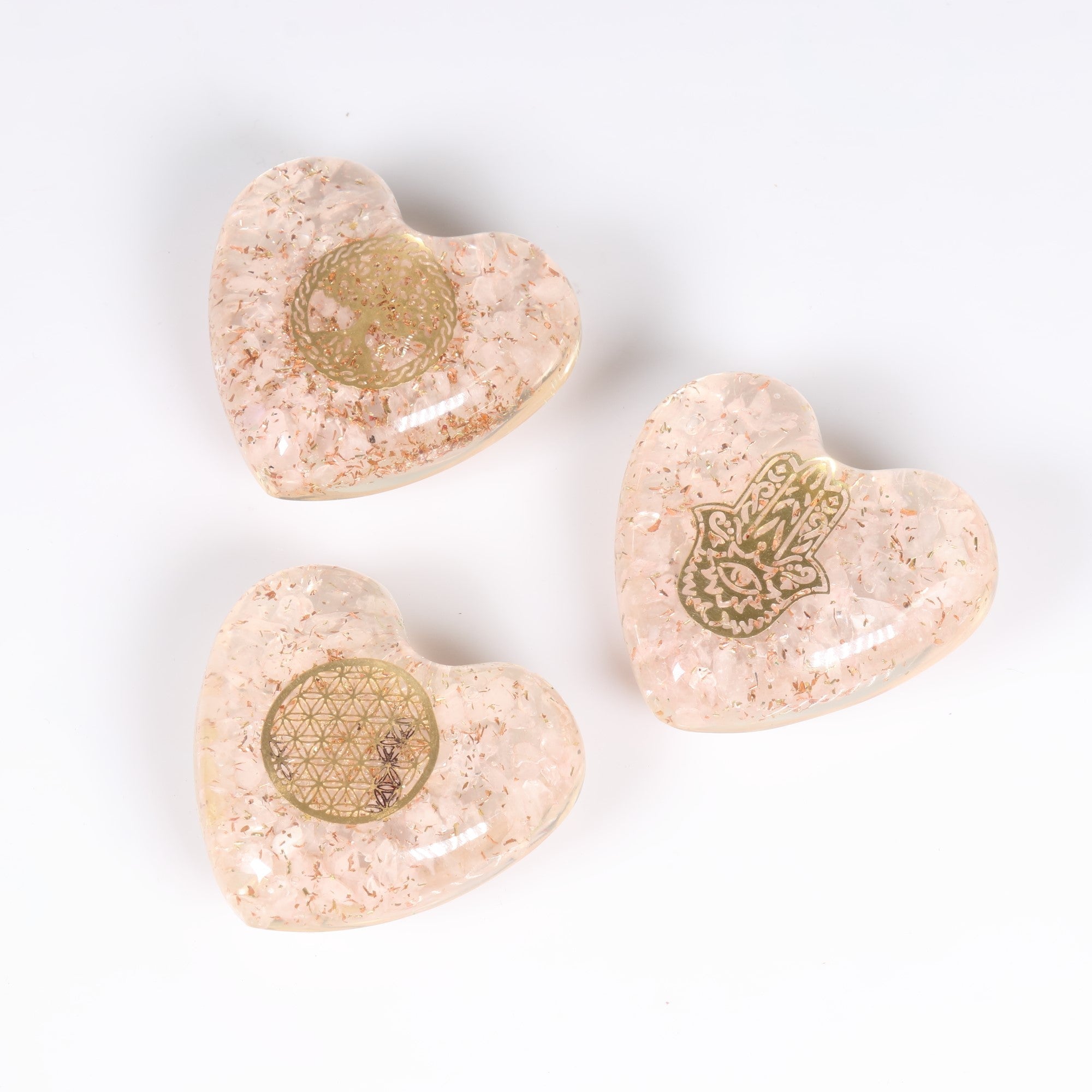 Rose Quartz-Orgonite Heart, 1.35" Inch, 5 Pieces in a Pack