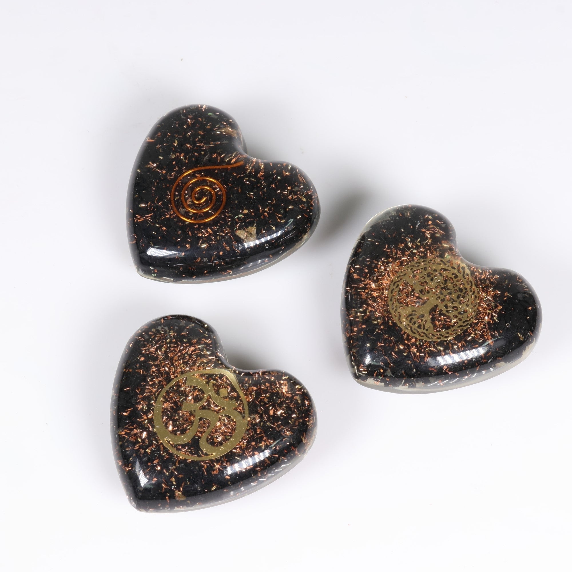 Tourmaline-Orgonite Heart Shaped, 1.35" Inch, 5 Pieces in a Pack