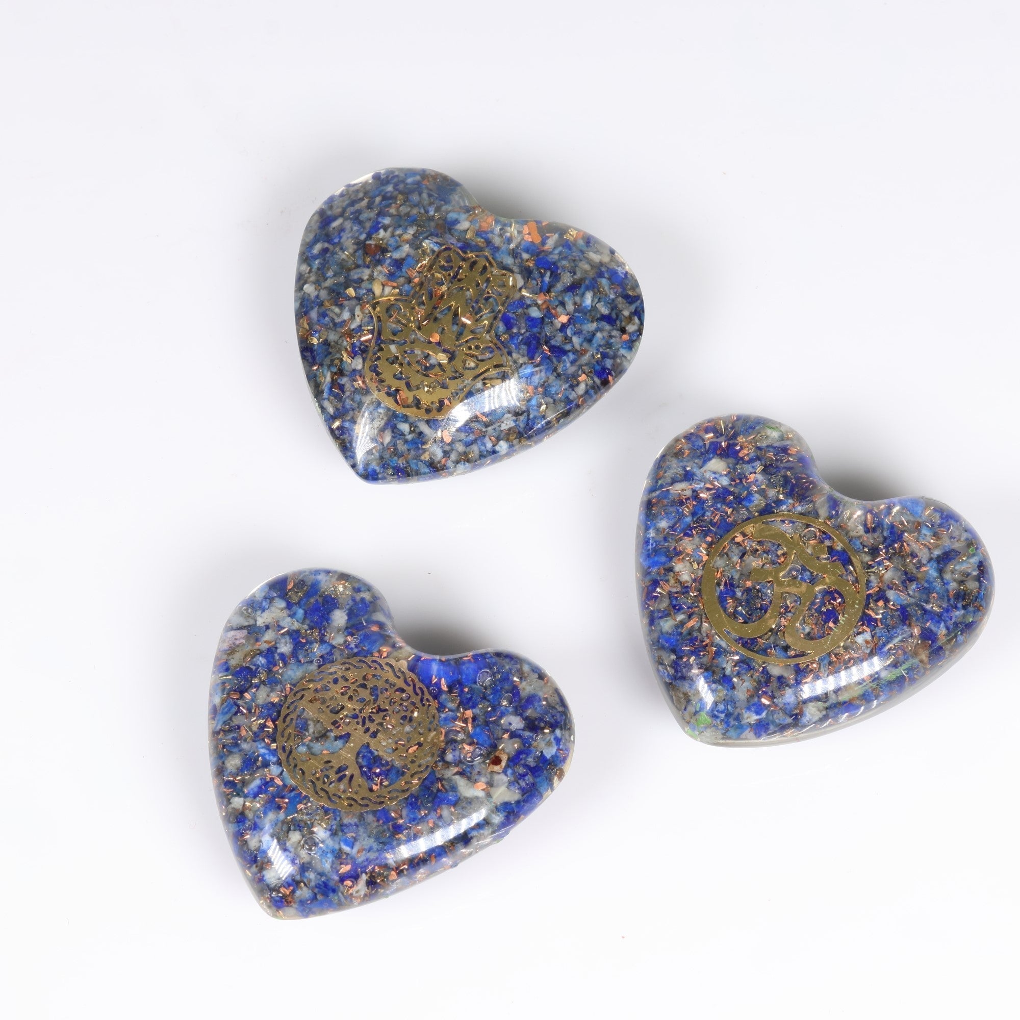 Lapis Lazuli-Orgonite Heart Shaped, 1.35" Inch, 5 Pieces in a Pack