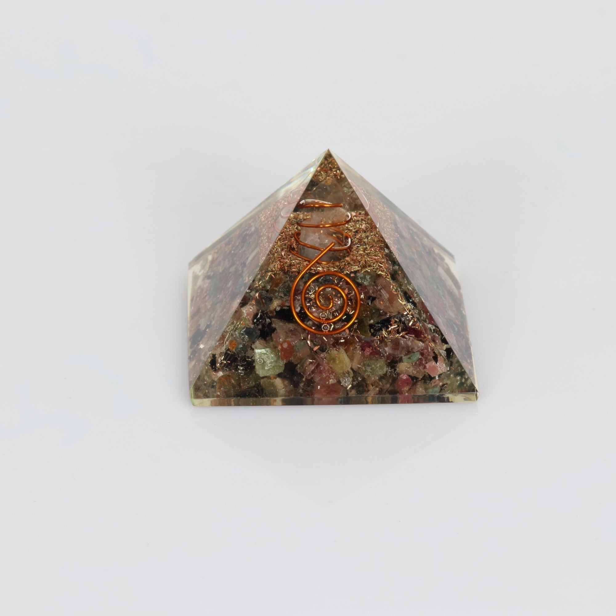 Multi Tourmaline-Orgonite Pyramid, 2" Inch, 10 Pieces in a Pack