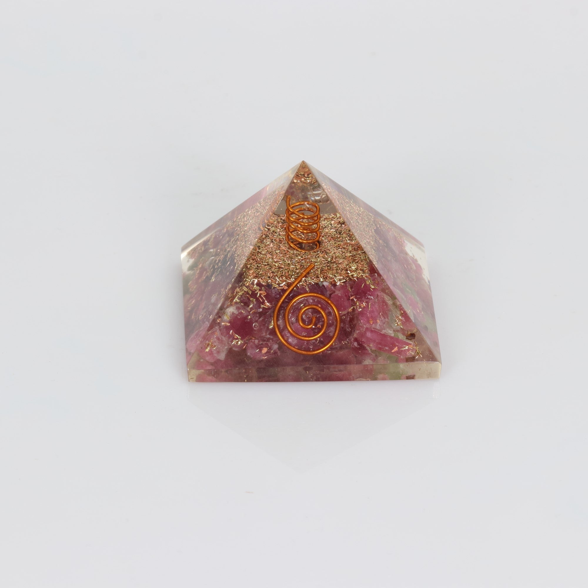 Pink Tourmaline-Orgonite Pyramid, 2" Inch, 10 Pieces in a Pack