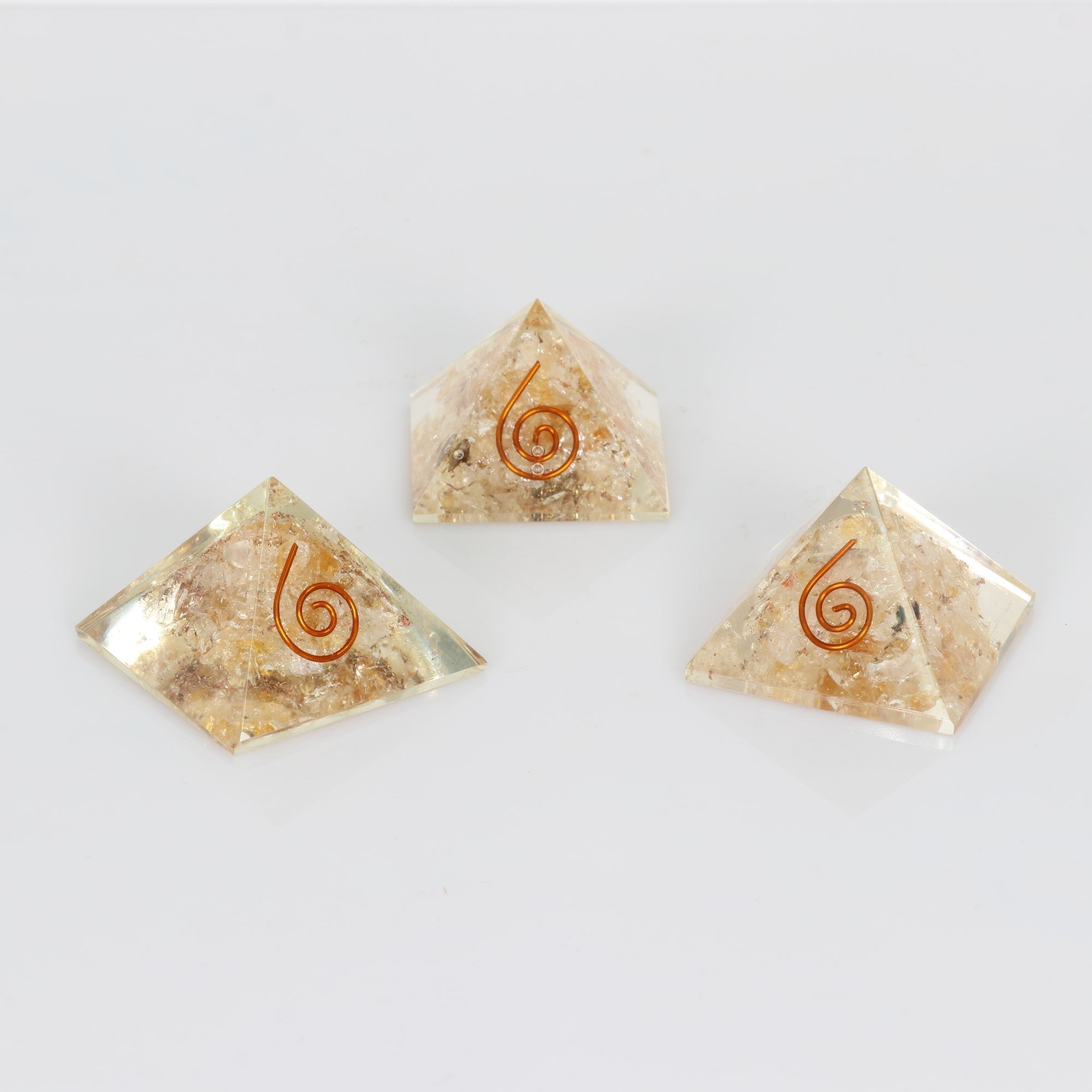 Citrine-Orgonite Pyramid, 1.35" Inch, 10 Pieces in a Pack