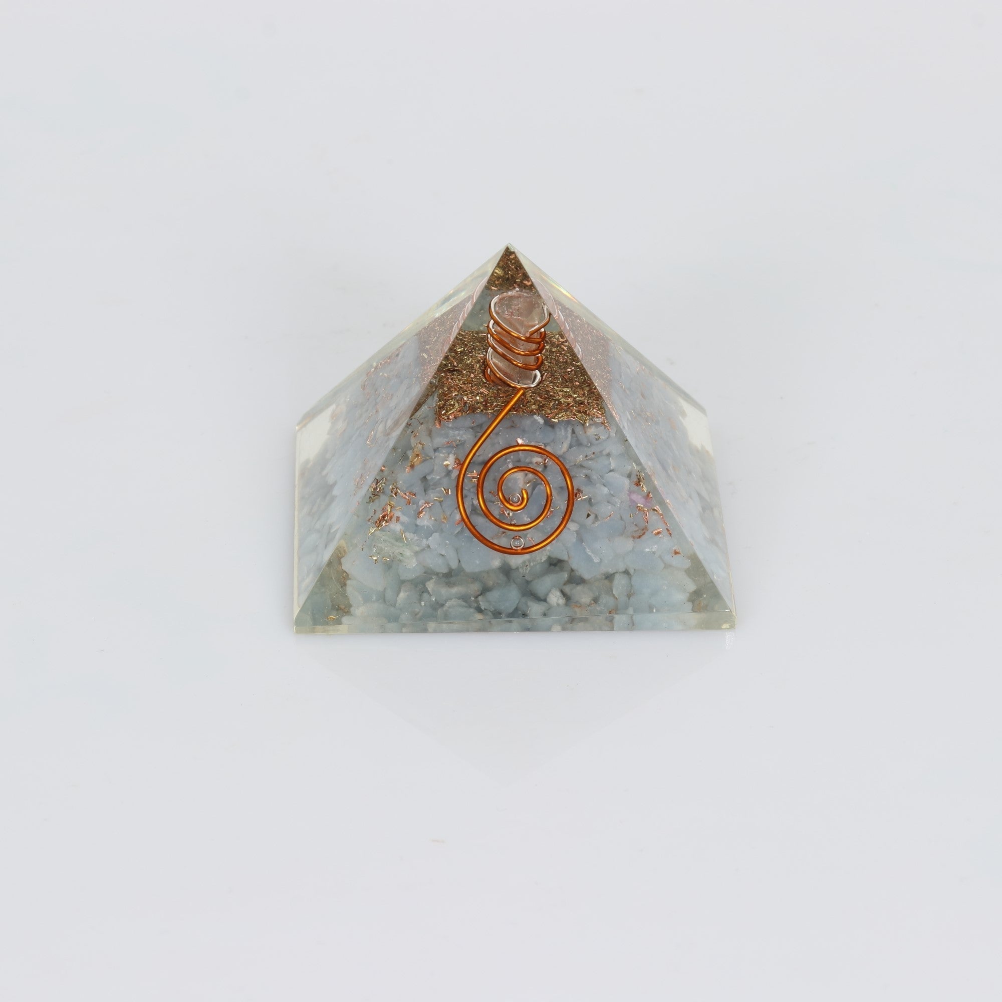 Angelite-Orgonite Pyramid, 2" Inch, 10 Pieces in a Pack