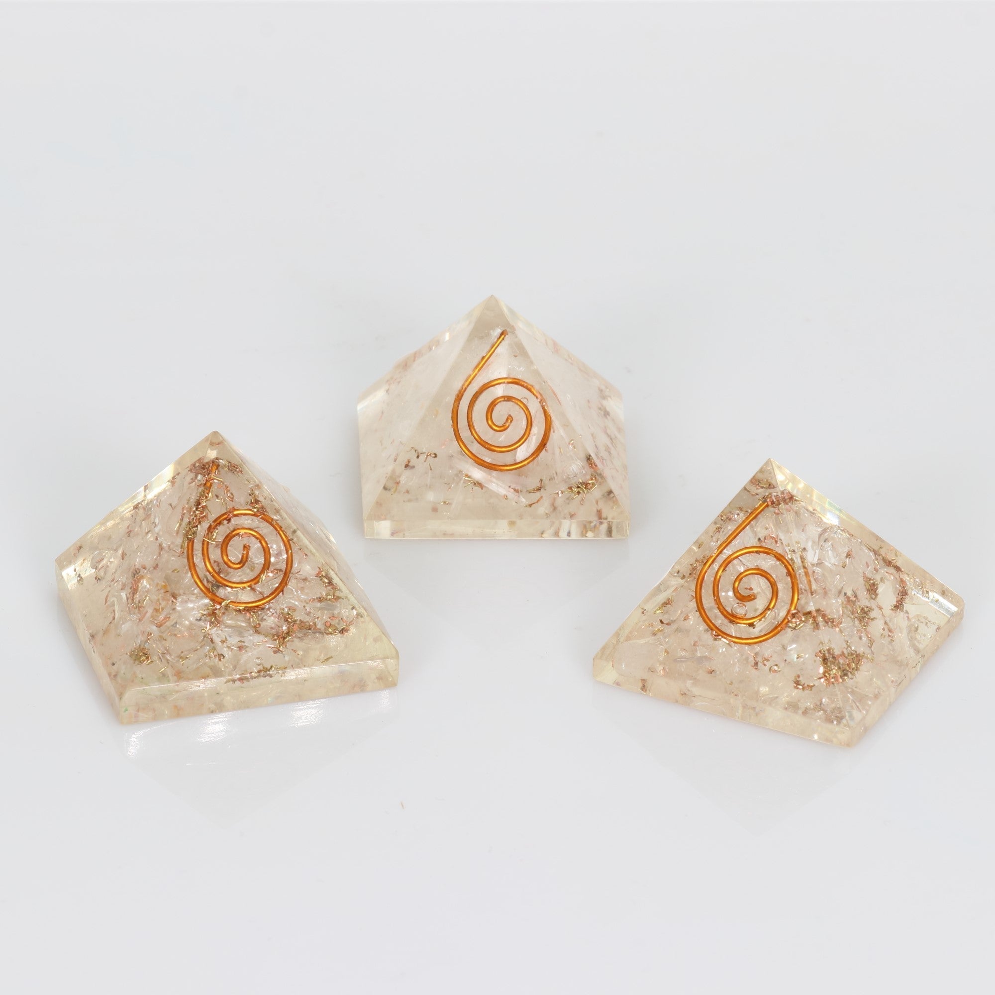 Selenite-Orgonite Pyramid, 1.35" Inch, 10 Pieces in a Pack