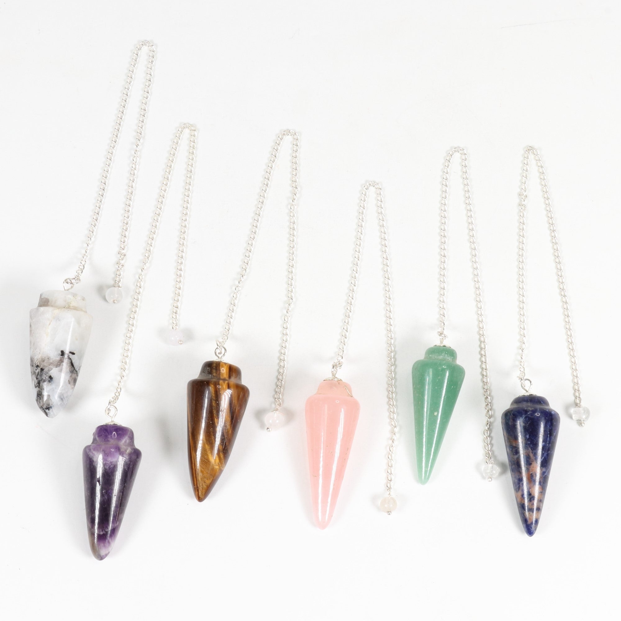 Natural  Assorted Stones Pendulum, 9,5" x 2" Inch, 10 Pieces in a Pack, #0014