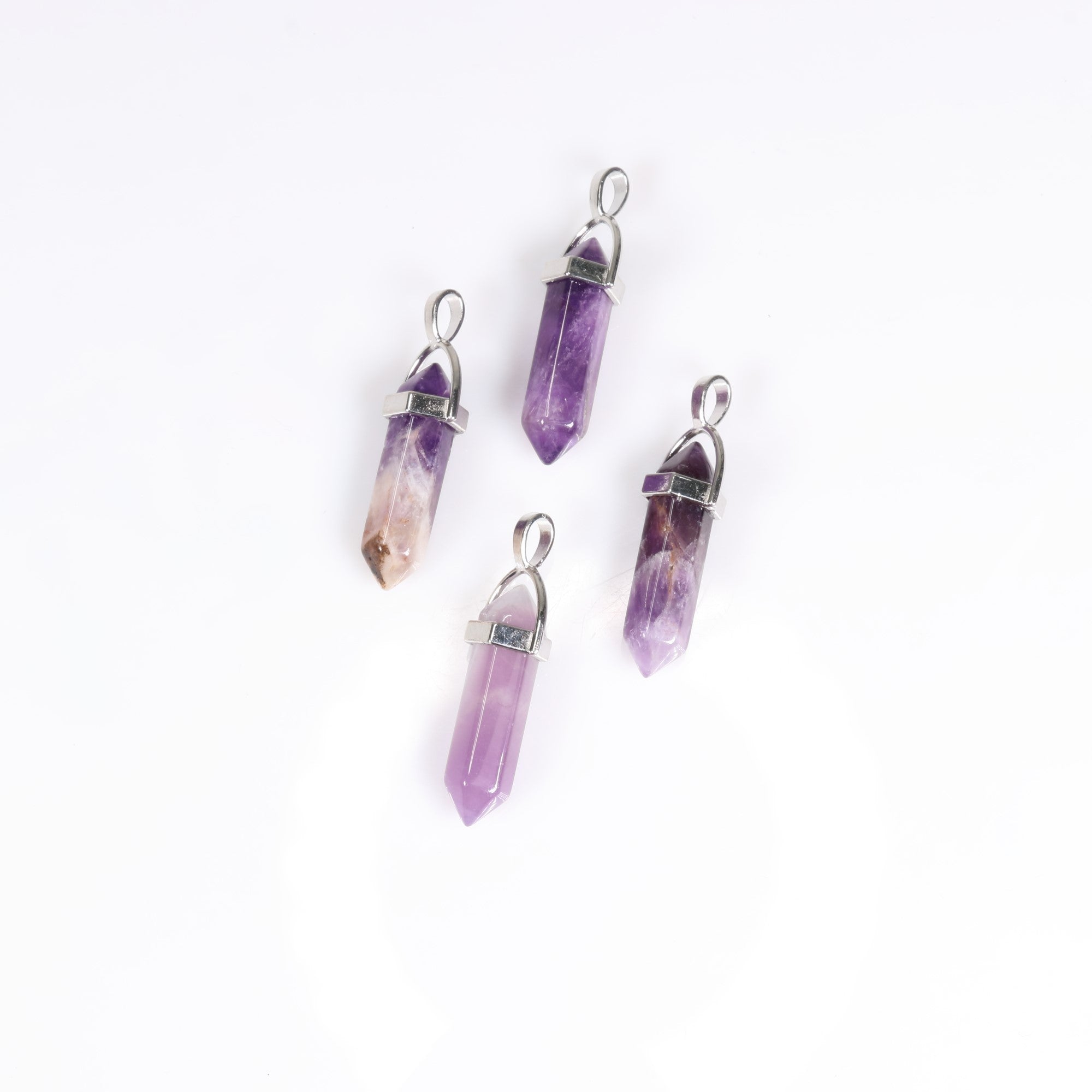 Amethyst Point Shape Pendants, 0.30" x 1.5" Inch, 5 Pieces in a Pack, #037