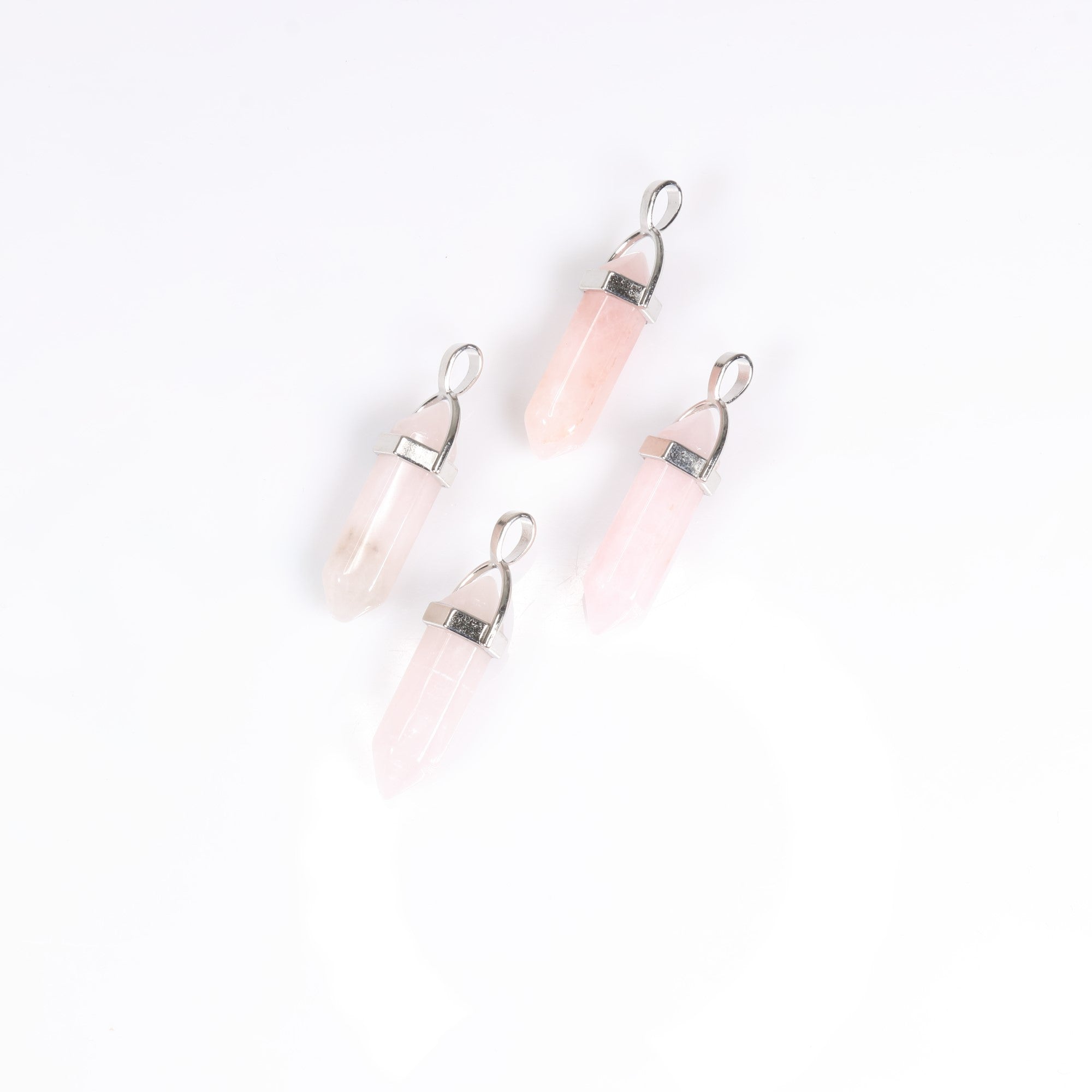 Rose Quartz Point Shape Pendants, 0.30" x 1.5" Inch, 5 Pieces in a Pack, #014