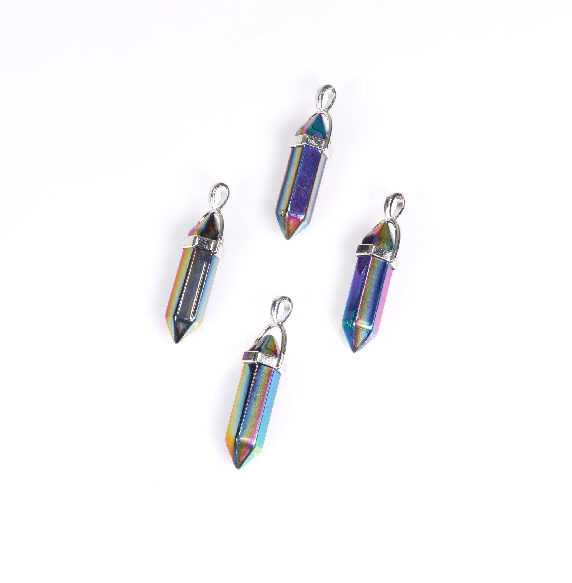 Synthetic Titanium Quartz Point Shape Pendants, 0.30" x 1.5" Inch, 5 Pieces in a Pack, #055