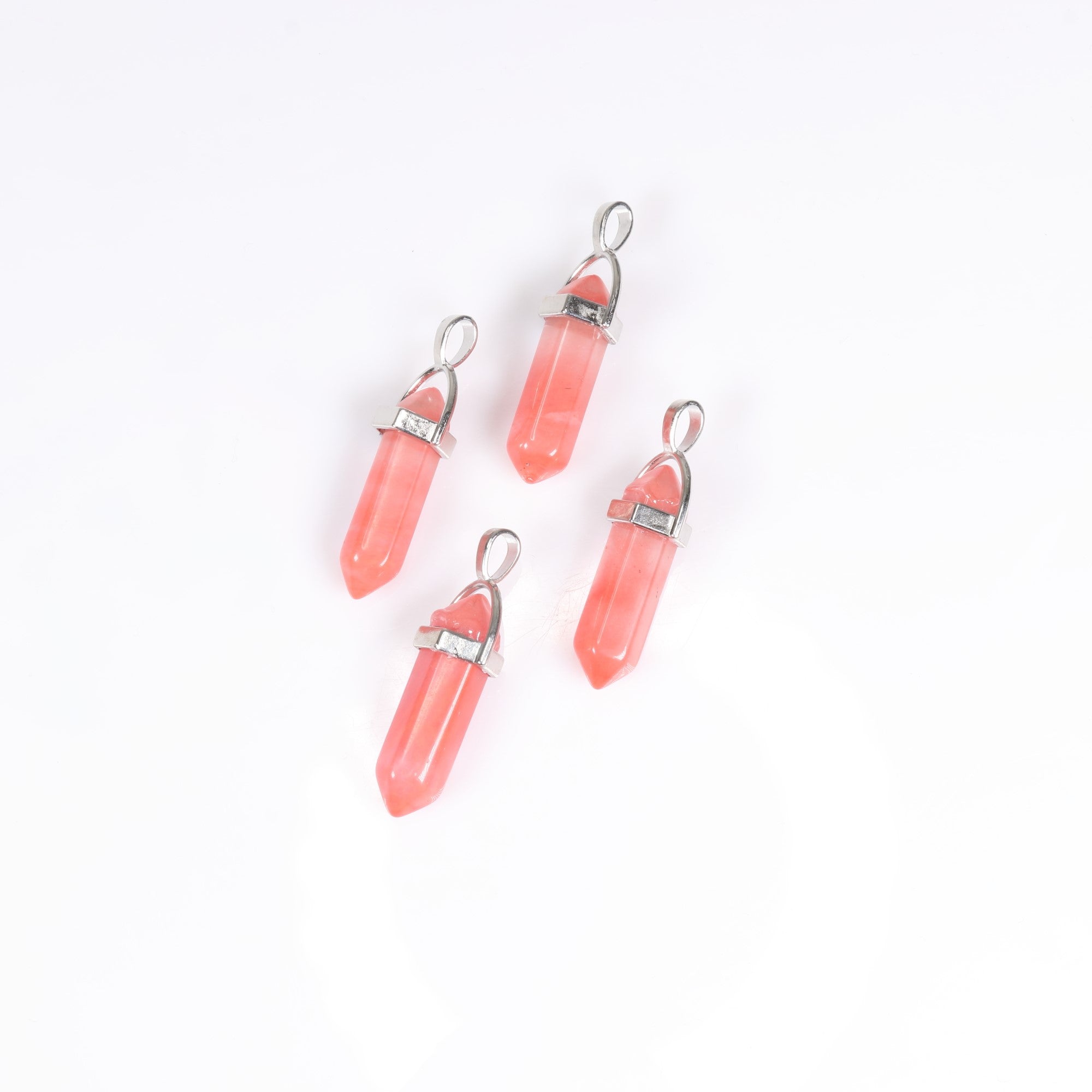 Cherry Quartz Point Shape Pendants, 0.30" x 1.5" Inch, 5 Pieces in a Pack, #026