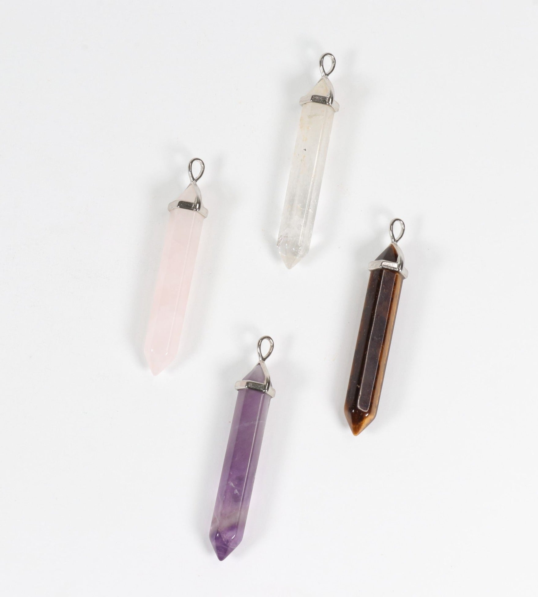 Assorted Stones Point Shape Pendants, 0.30" x 1.5" Inch, 5 Pieces in a Pack, #079