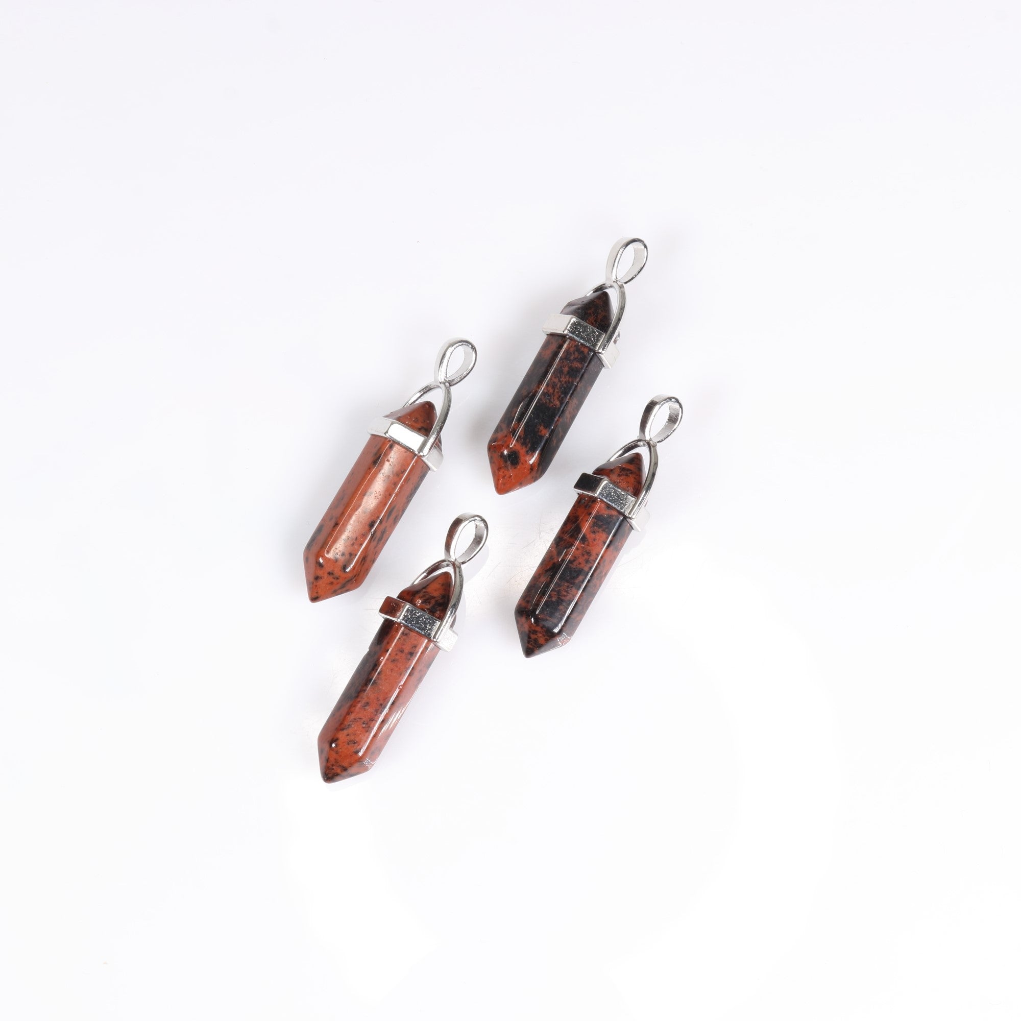 Mahogany Obsidian Point Shape Pendants, 0.30" x 1.5" Inch, 5 Pieces in a Pack, #010