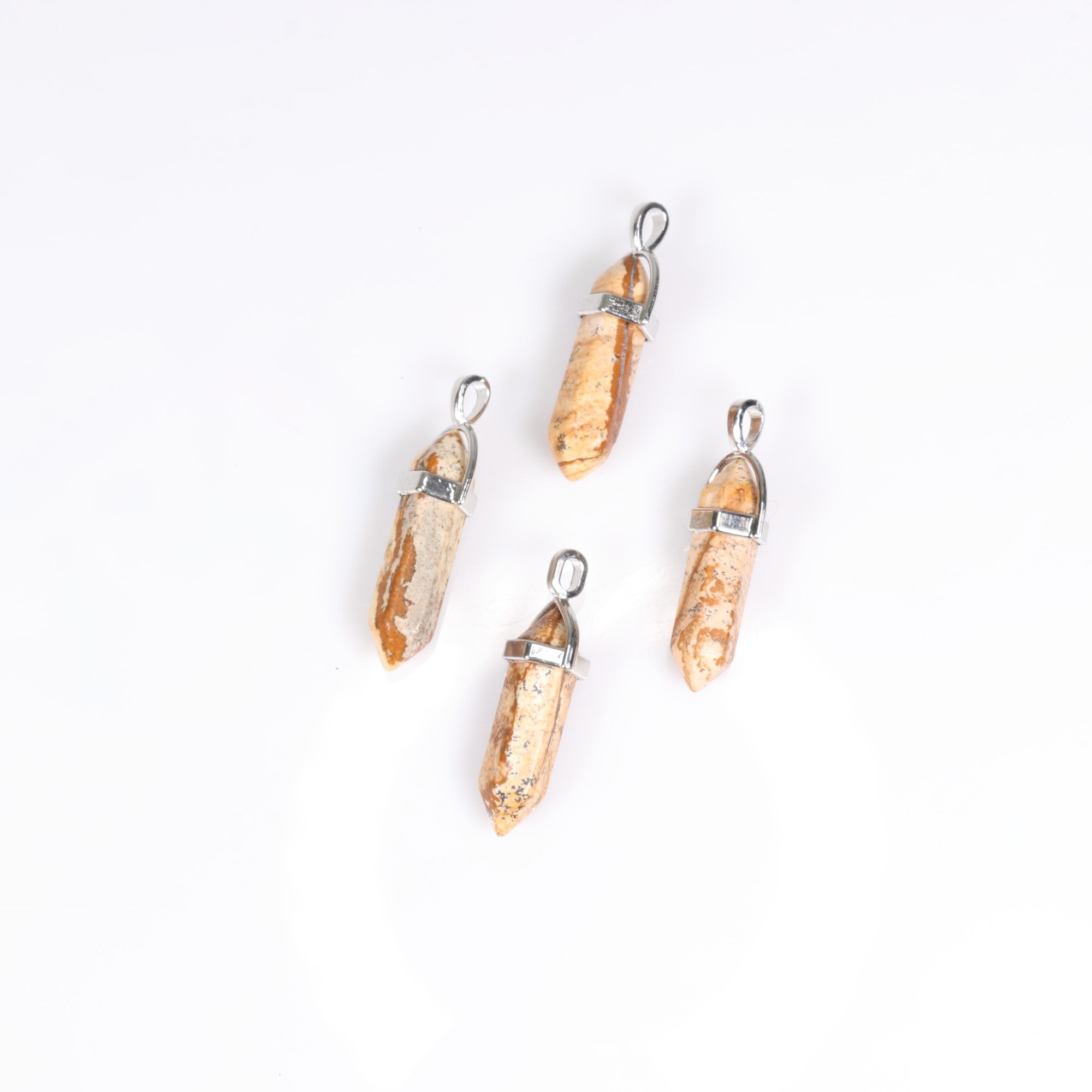 Picture Jasper Point Shape Pendants, 0.30" x 1.5" Inch, 5 Pieces in a Pack, #031