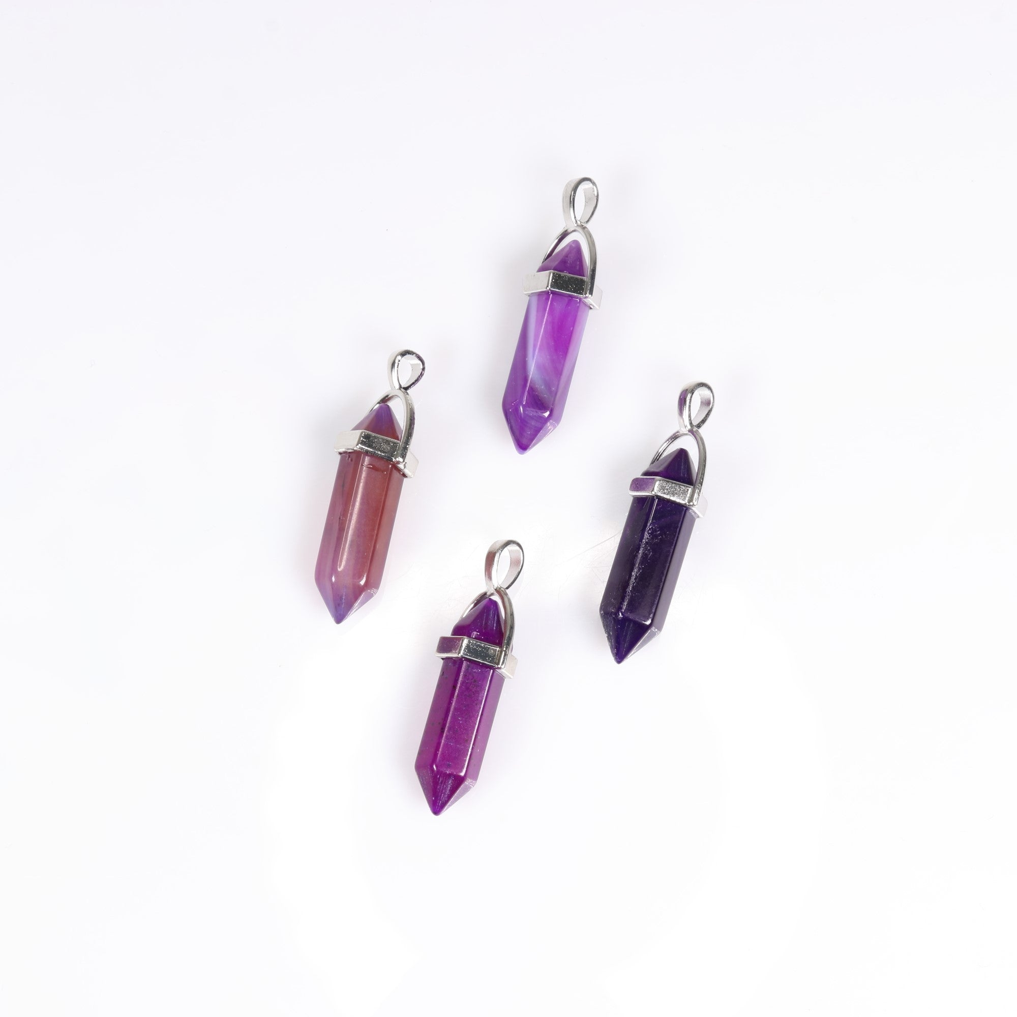 Dyed Purple Agate Point Shape  Pendants, 0.30" x 1.5" Inch, 5 Pieces in a Pack, #048