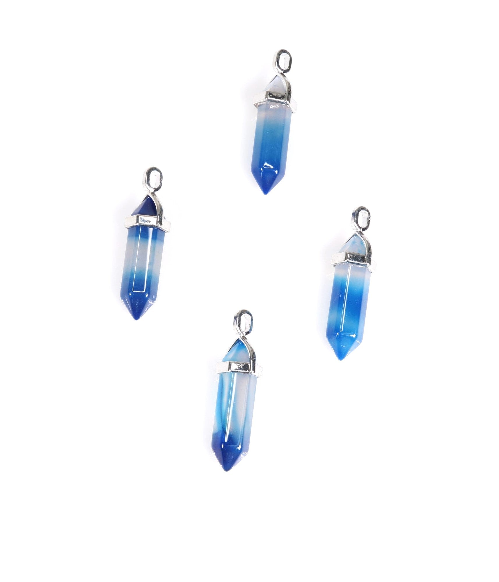 Blue Agate Point Shape Pendants, 0.30" x 1.5" Inch, 5 Pieces in a Pack, #059