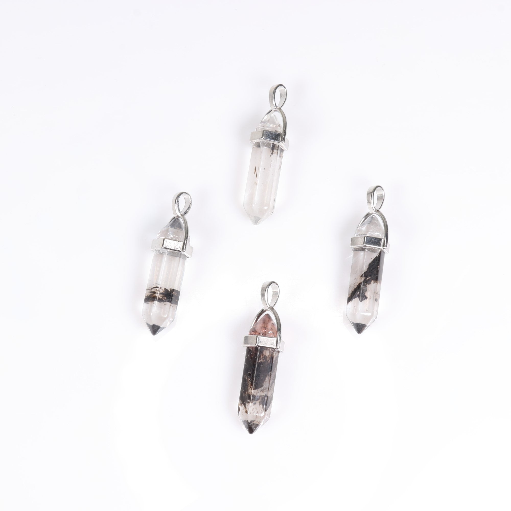 Natural Matrix Tourmaline Point Shape Pendants, 0.30" x 1.5" Inch, 5 Pieces in a Pack, #057