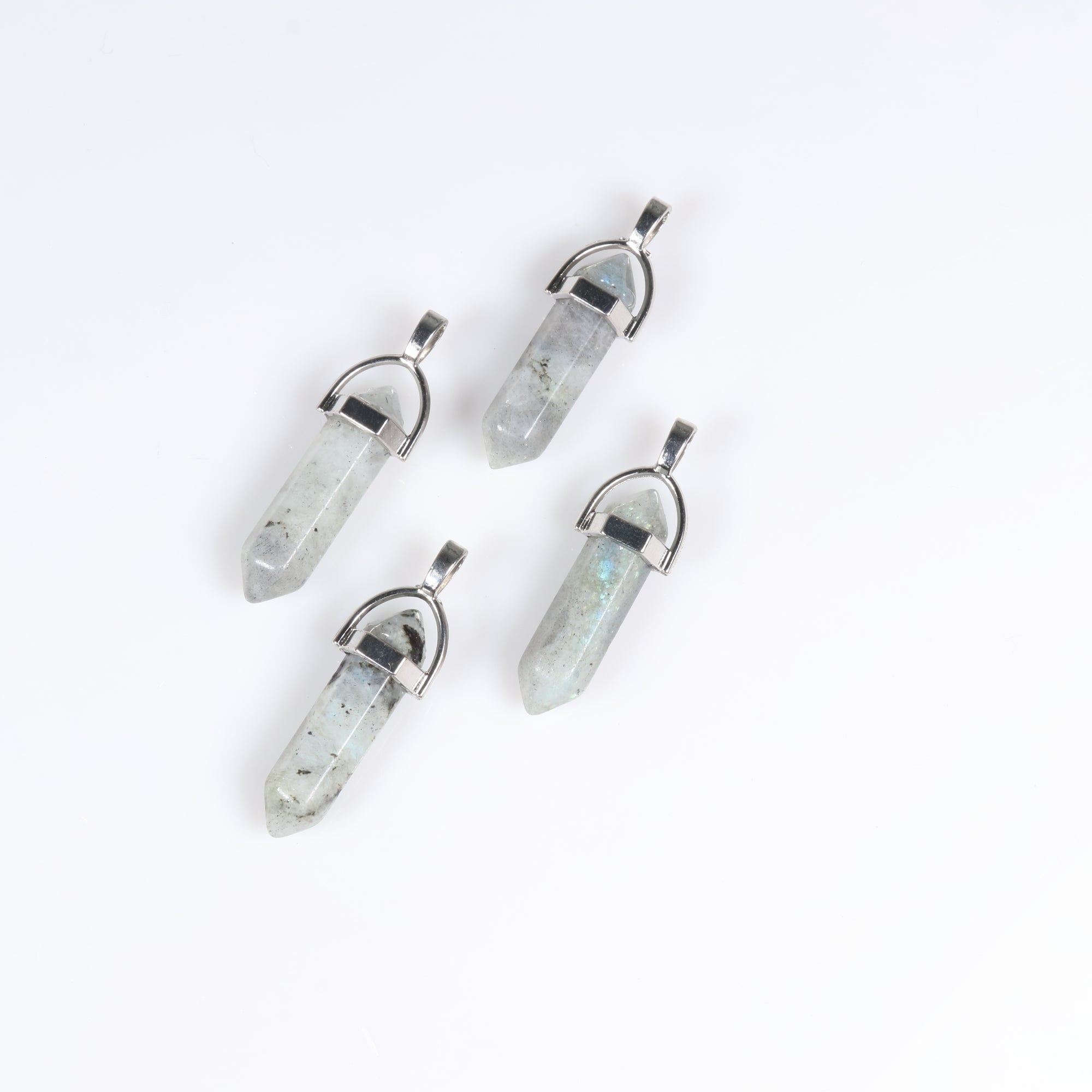 Labradorite Point Shape Pendants, 0.30" x 1.5" Inch, 5 Pieces in a Pack, #006