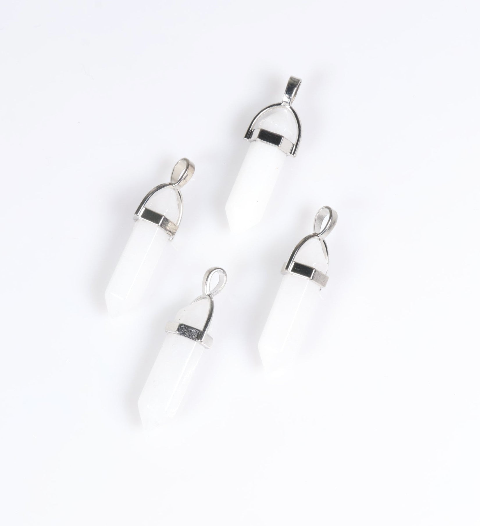 White Jade Point Shape Pendants, 0.30" x 1.5" Inch, 5 Pieces in a Pack, #064