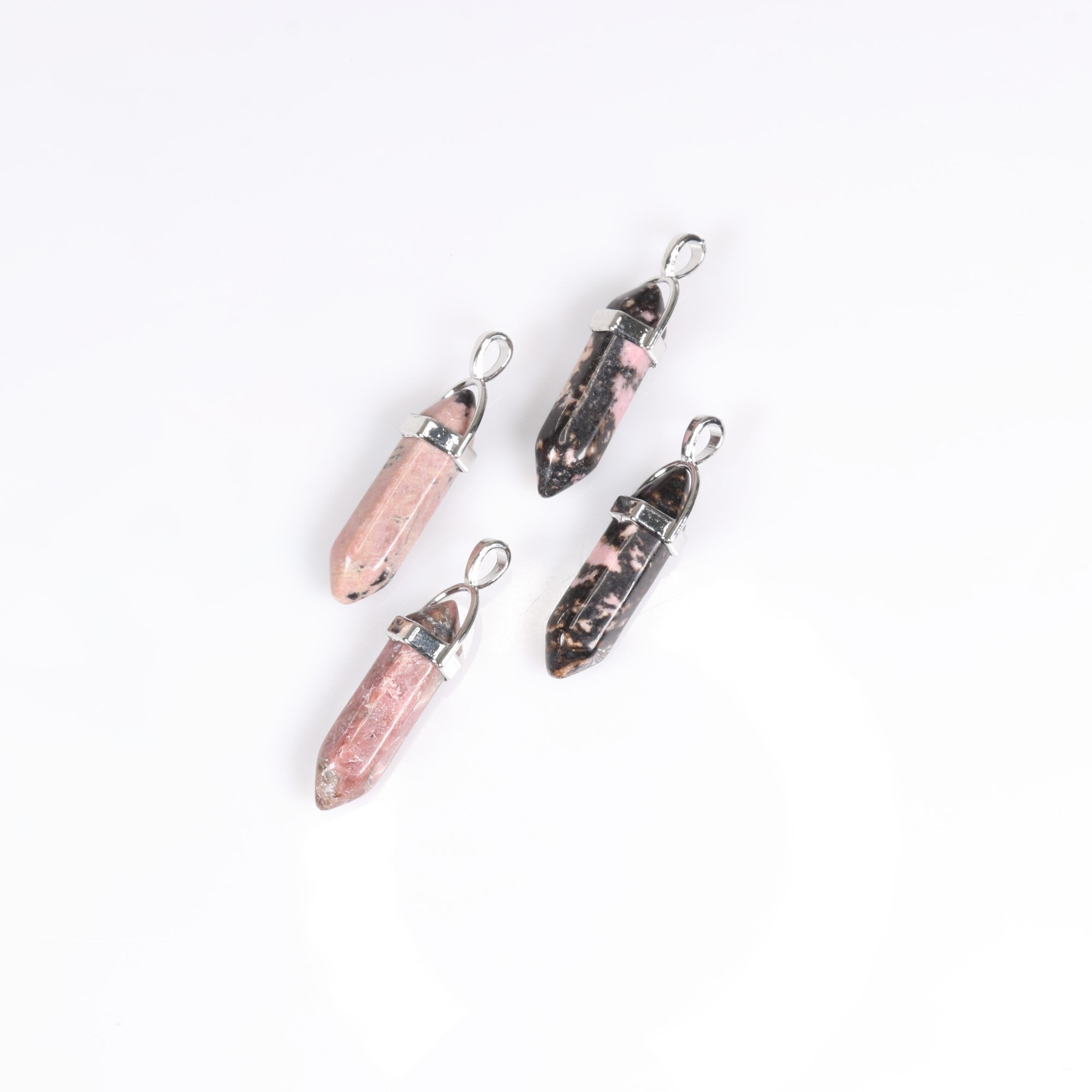 Rhodonite Point Shape Pendants, 0.30" x 1.5" Inch, 5 Pieces in a Pack, #001