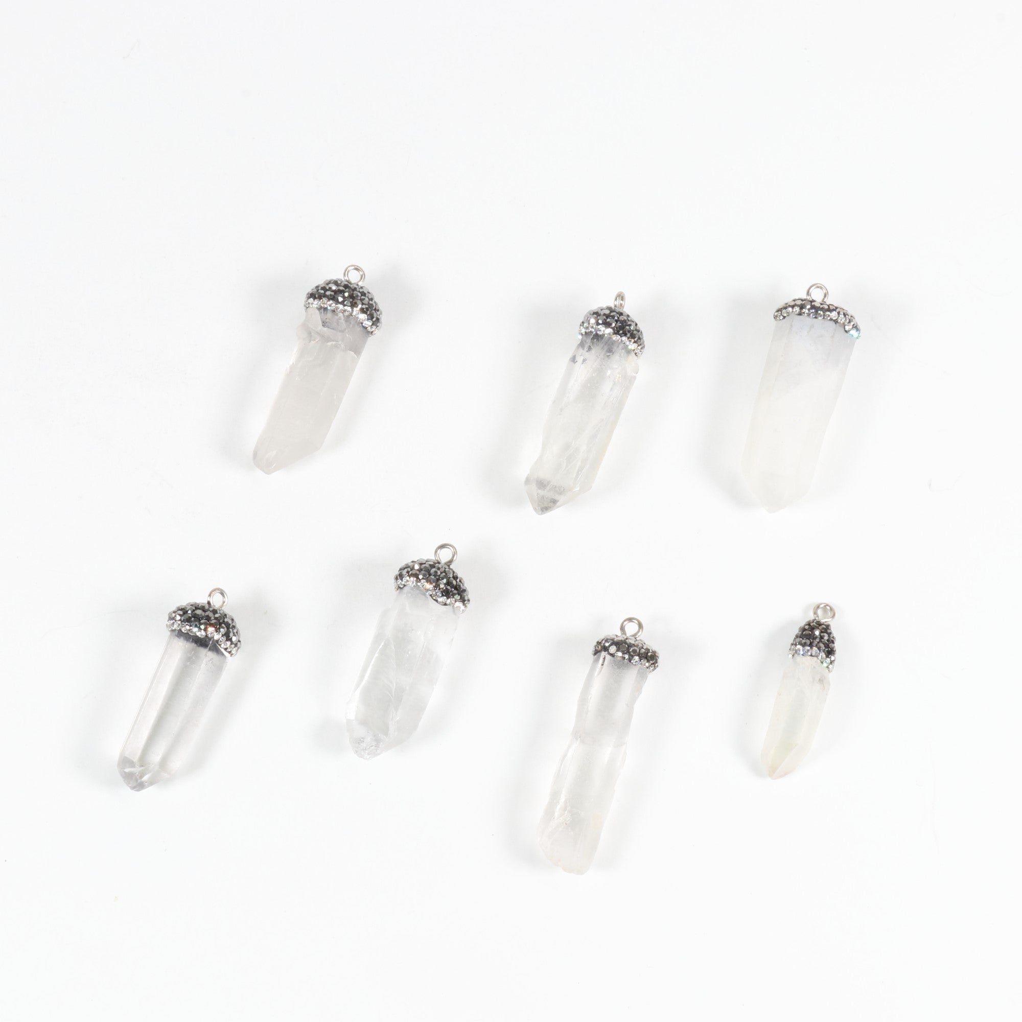 Lemorian Raw Pendants, with Zirconium, 5 Pieces in a Pack, #026