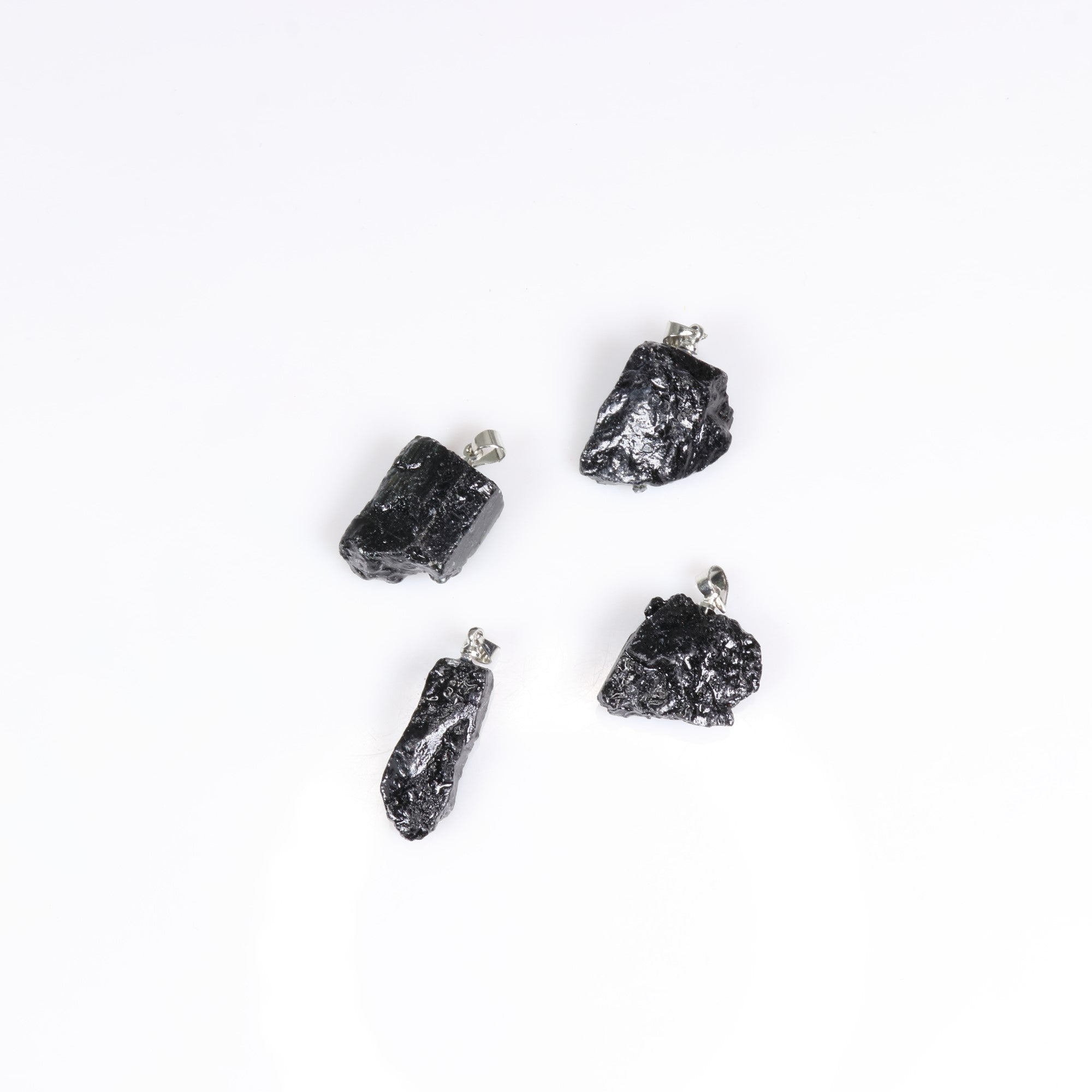 Black Tourmaline Raw Pendants, 5 Pieces in a Pack, #016