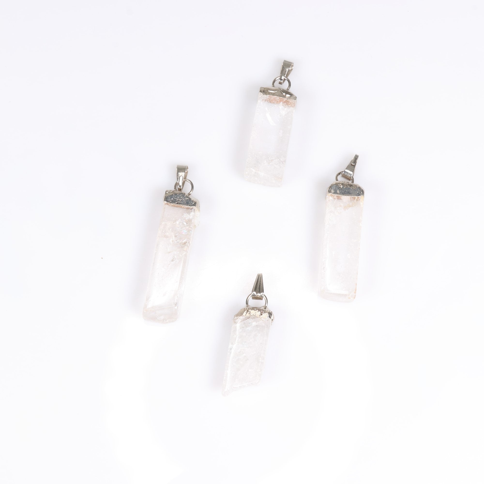 Clear Quartz Slab Stick Pendants, 0.40" x 1.35" x 0.25" Inch, 5 Pieces in a Pack, #029