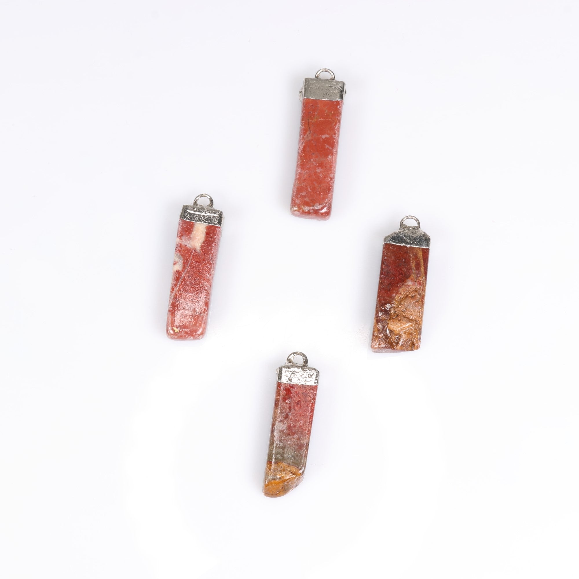 Red Jasper Slab Stick Pendants, 0.45" x 1.80" x 0.25" Inch, 5 Pieces in a Pack, #031