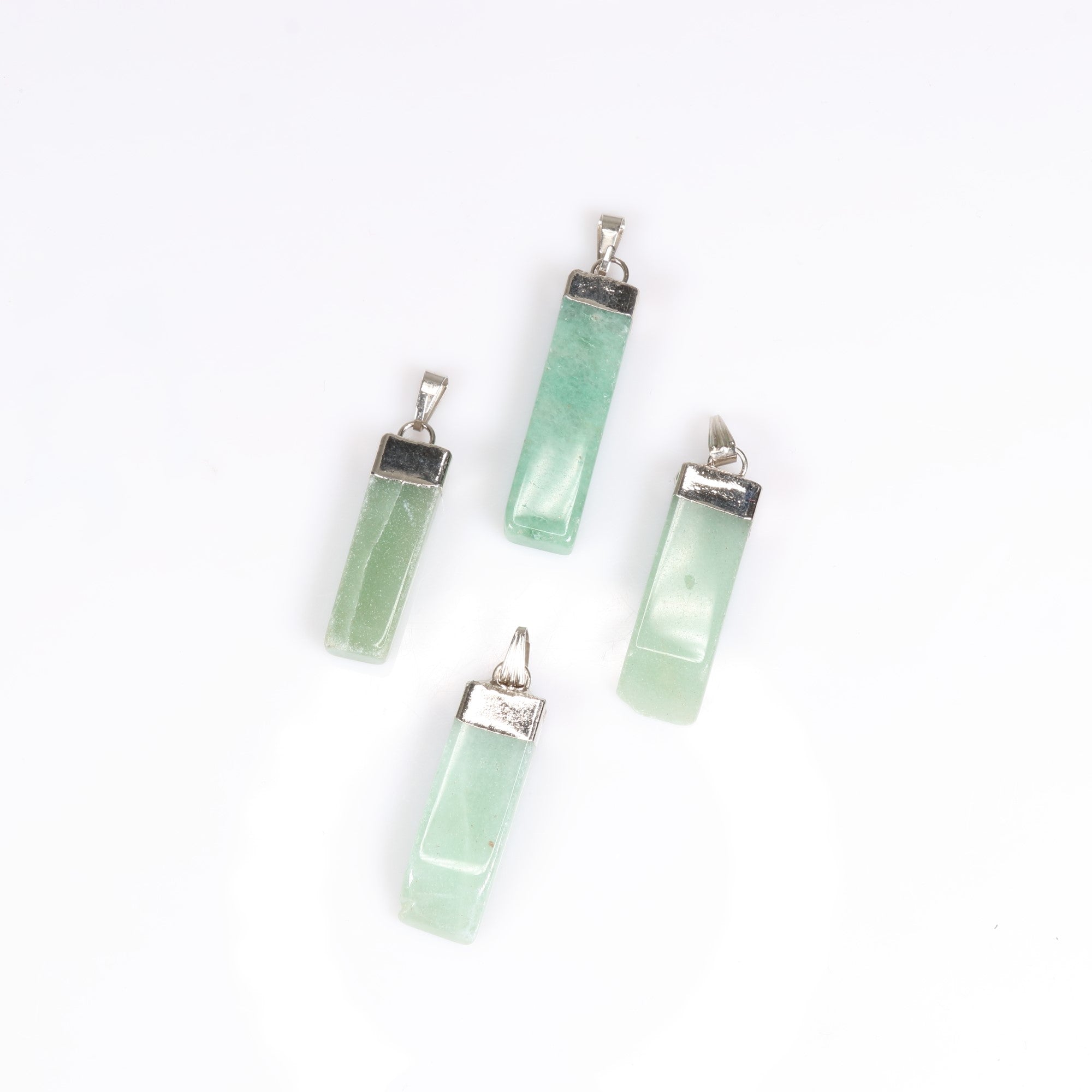 Green Aventurine Slab Stick Pendants, 0.45" x 1.80" x 0.25" Inch, 5 Pieces in a Pack, #009