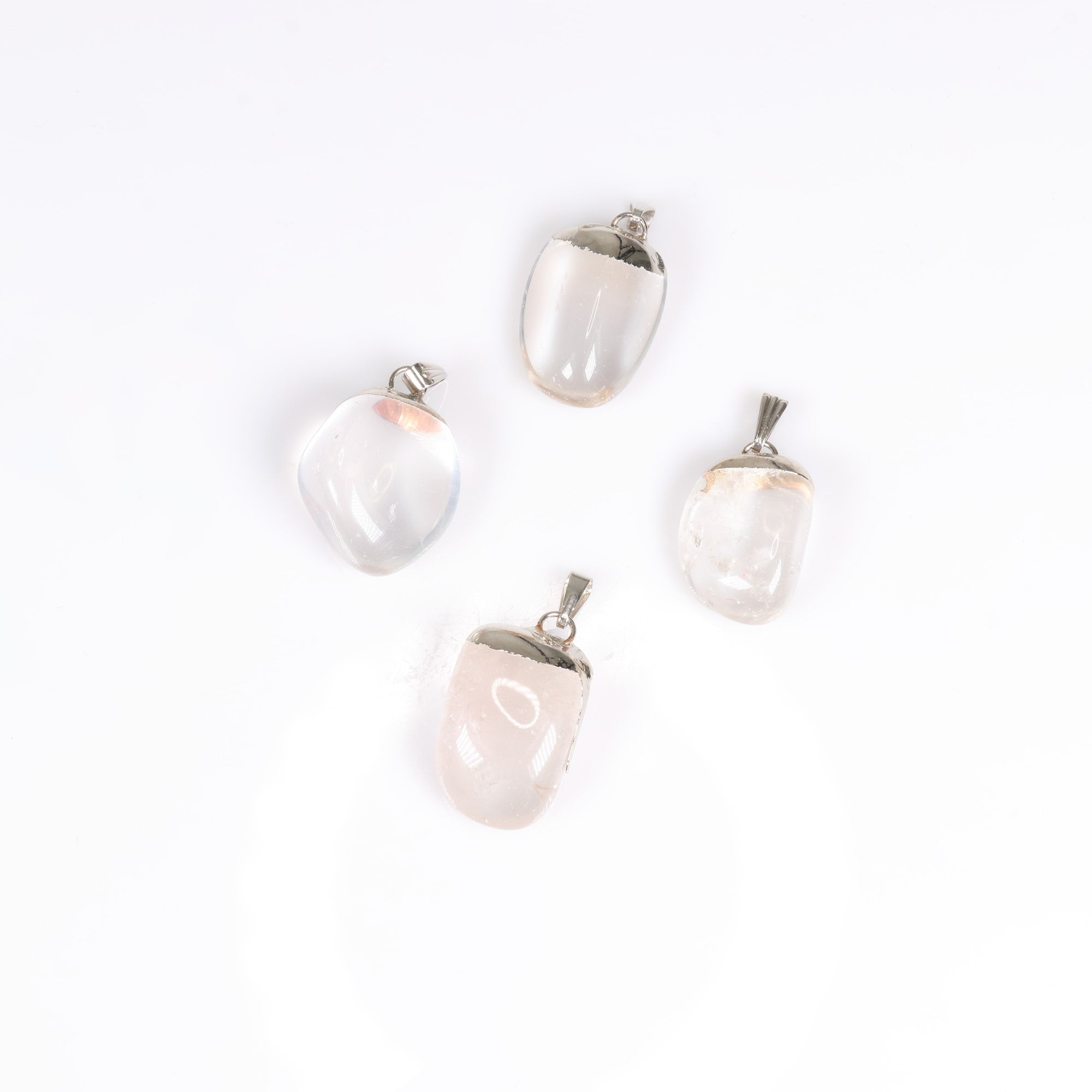 Clear Quartz Mixed Shape Pendants, 0.55" x 1.10" Inch, 5 Pieces in a Pack, #034