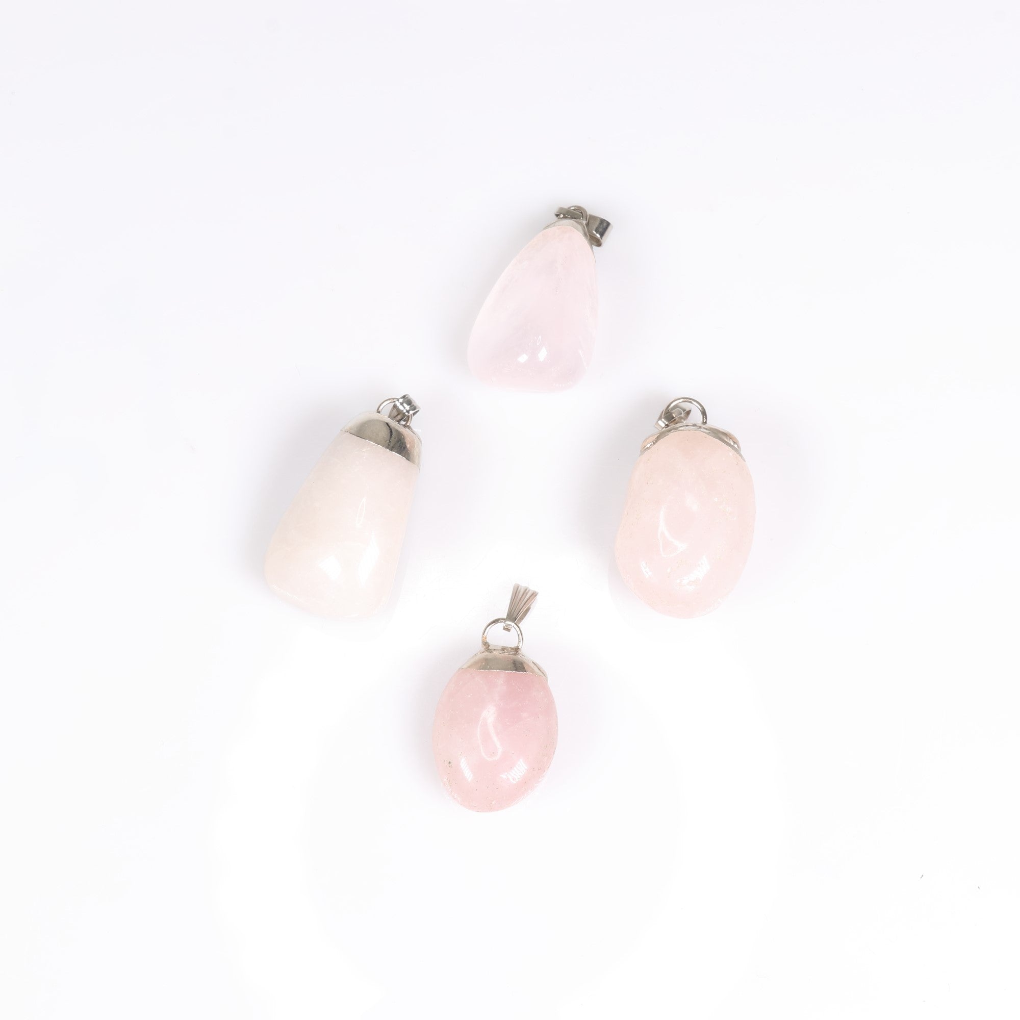 Rose Quartz Mixed Shape Pendants, 0.55" x 1.10" Inch, 5 Pieces in a Pack, #016