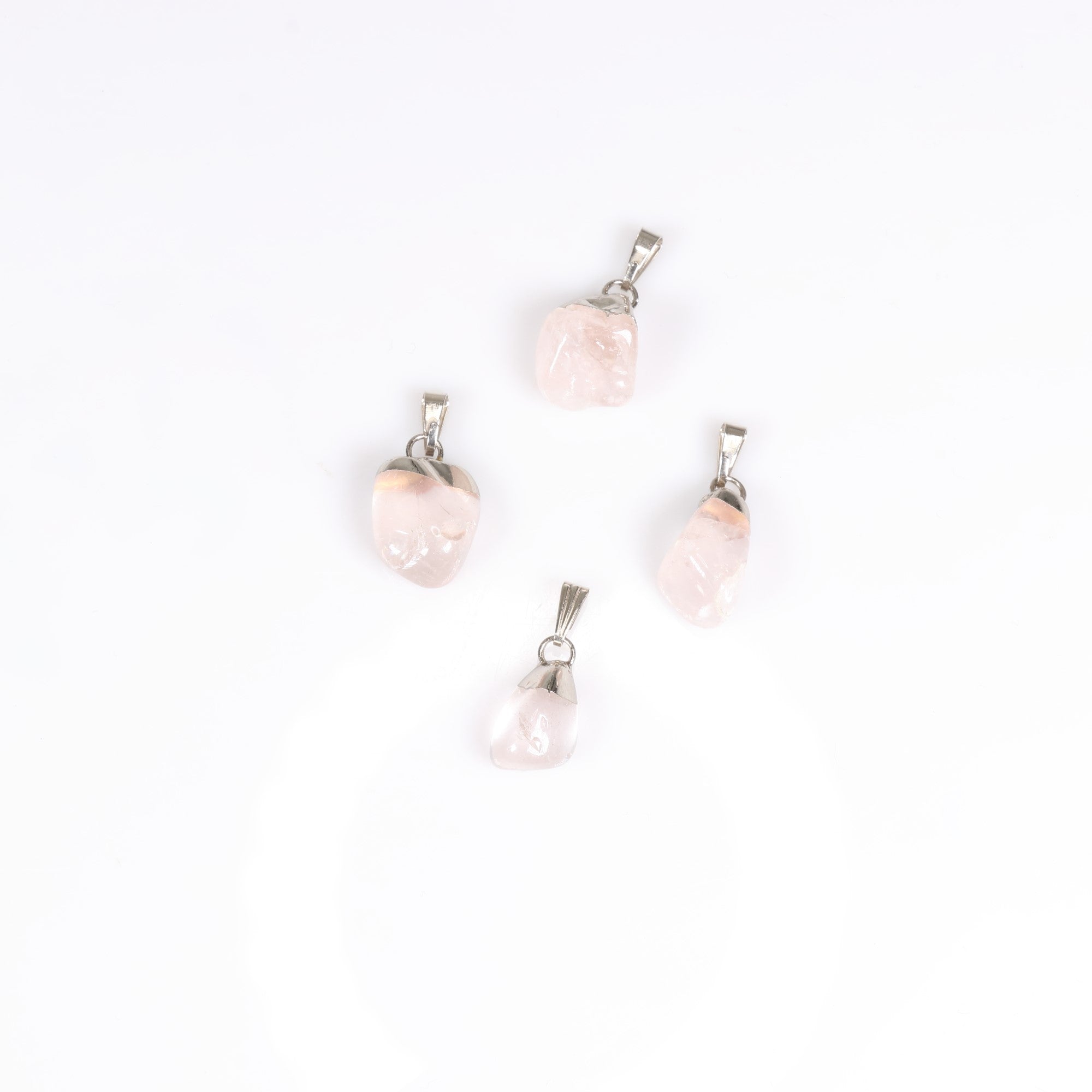 Rose Quartz Mixed Shape Pendants, 0.70" x 0.90" x 0.40" Inch, 5 Pieces in a Pack, #037