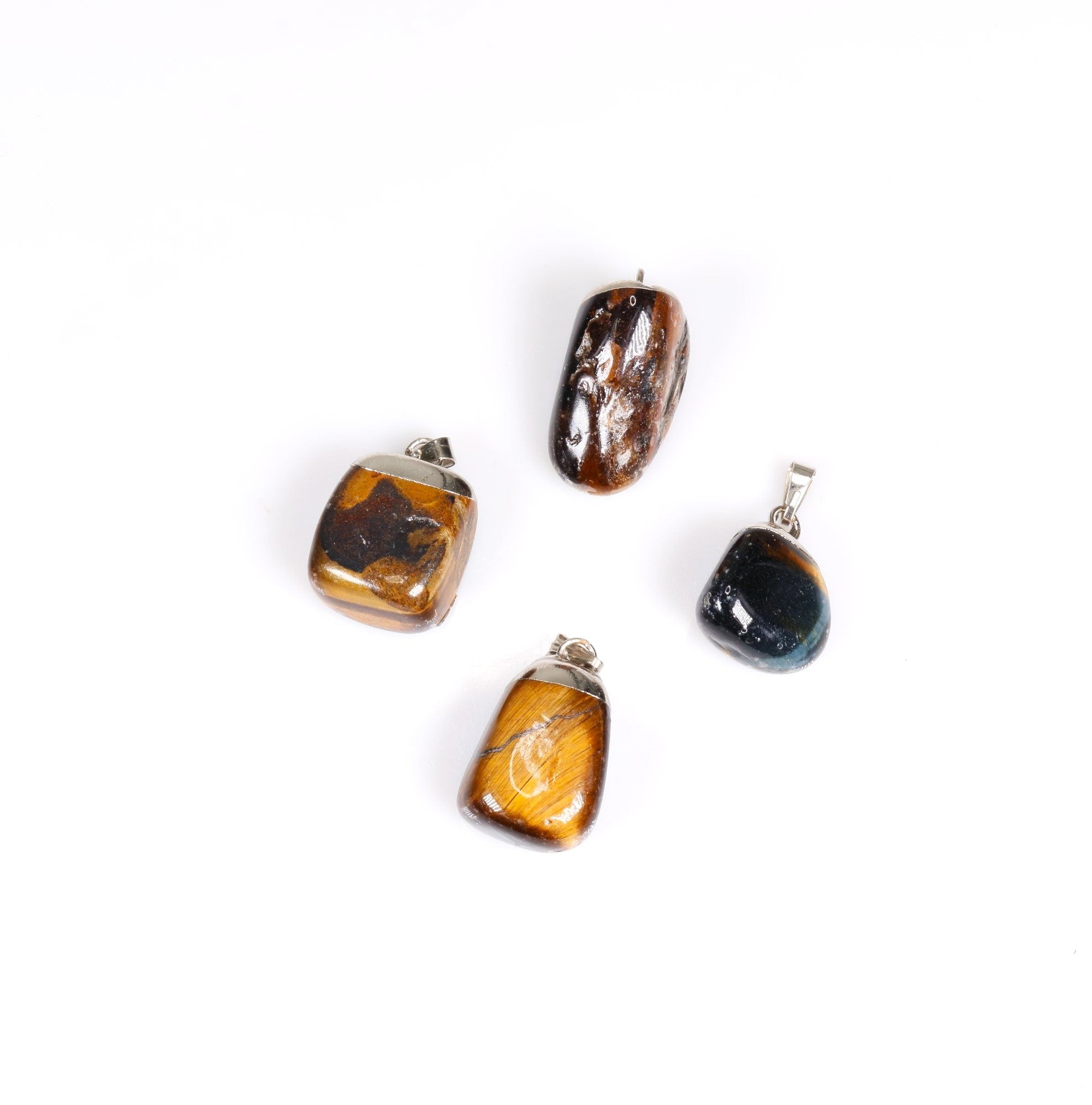 Tiger Eye Mixed Shape Pendants, 0.55" x 1.10" Inch, 5 Pieces in a Pack, #021